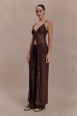 Jackie Diamante Straight Leg Pants - Chocolate