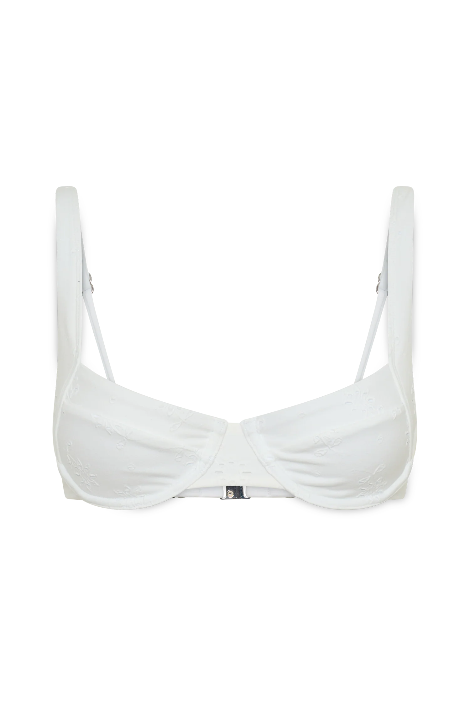 Abra Underwire Apex Bikini Top - White Textured Fabric