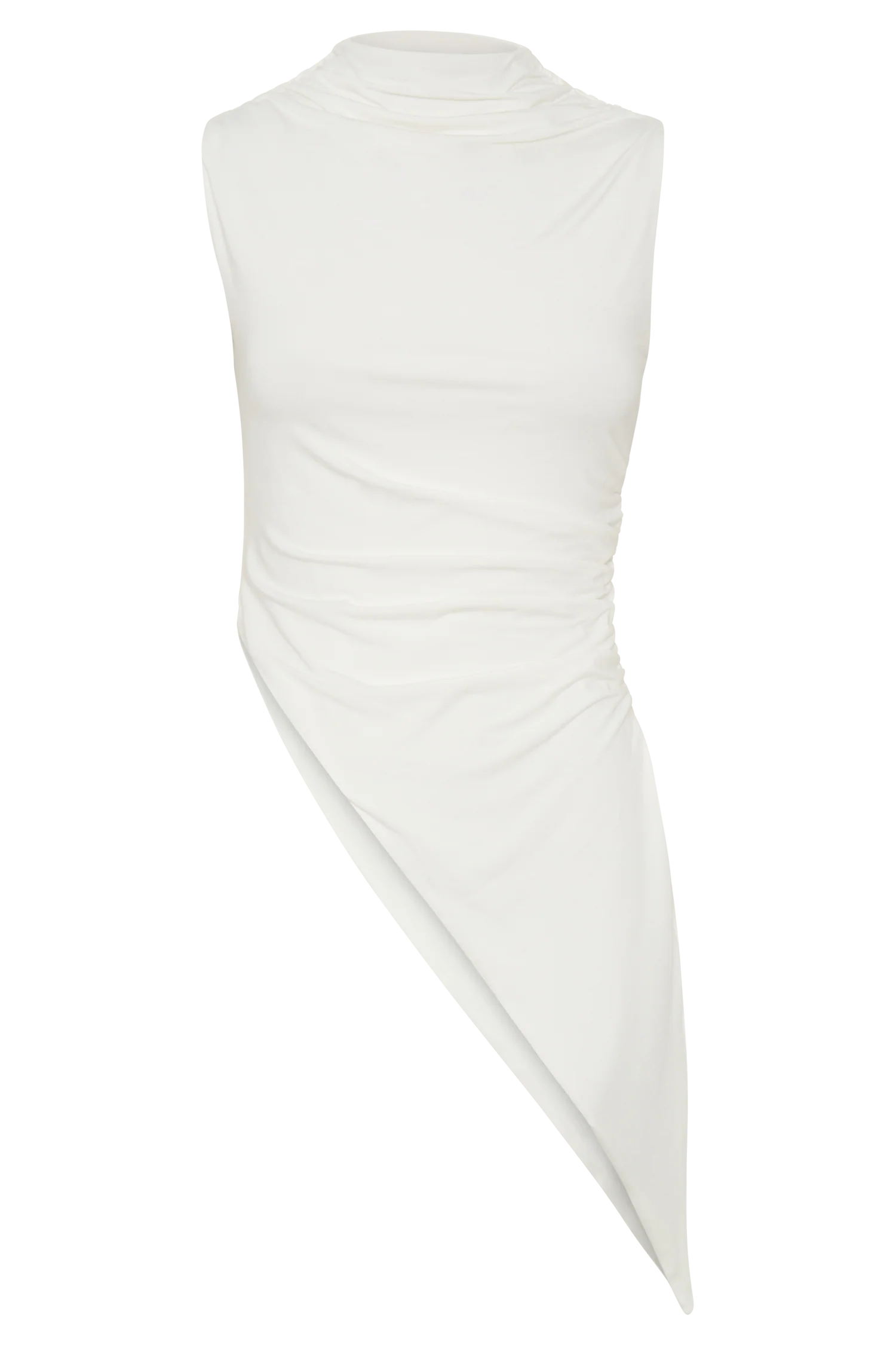 Suong High Neck Gathered Top - White