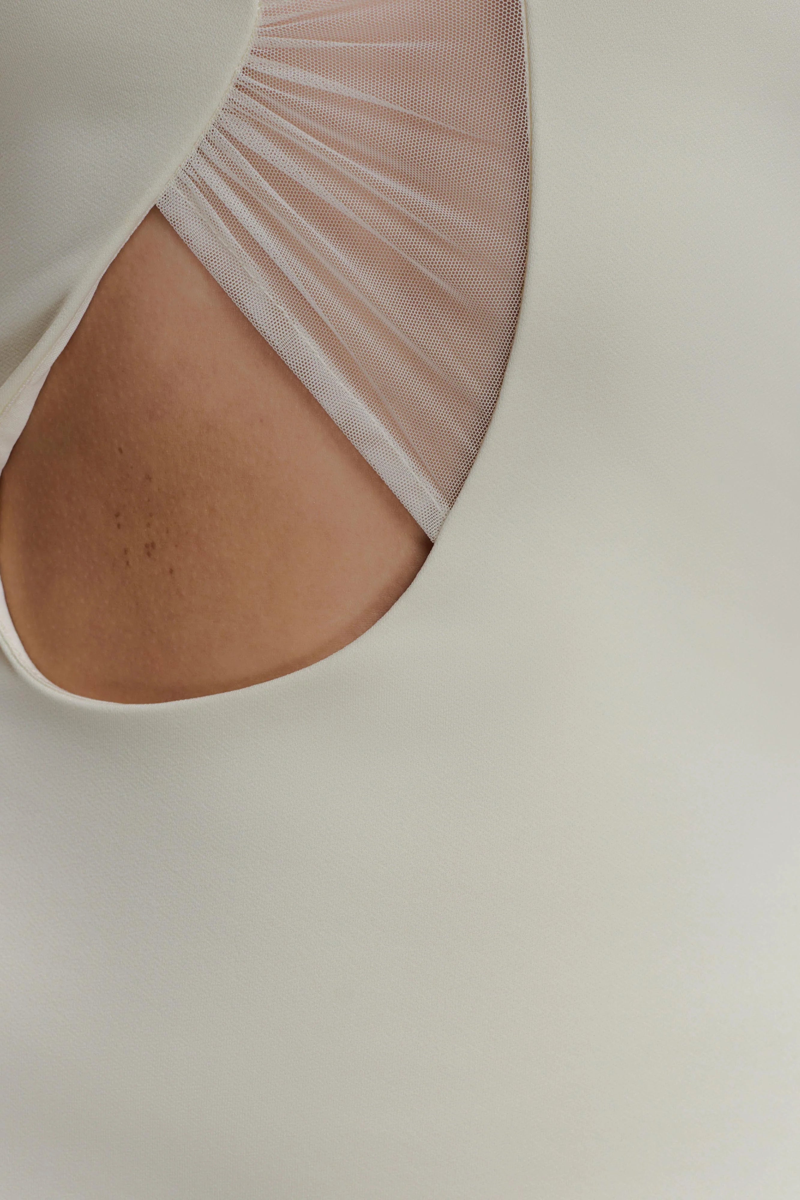 Aubree Crepe And Mesh Maxi Dress - Ivory