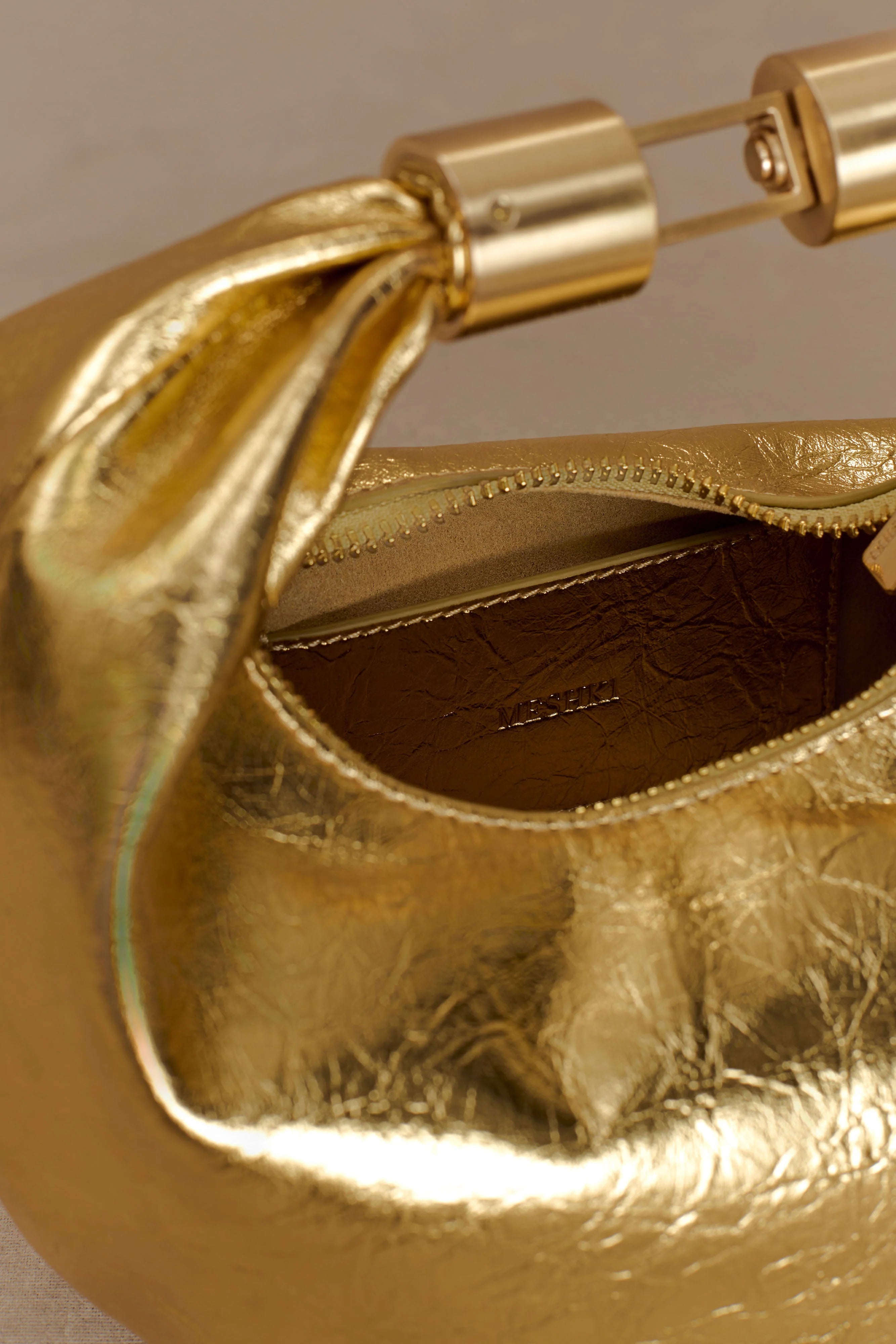 Bristol Mini Croissant Leather Bag - Gold