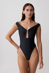 Yumi U-Wire Plunge One Piece Swimsuit - Black
