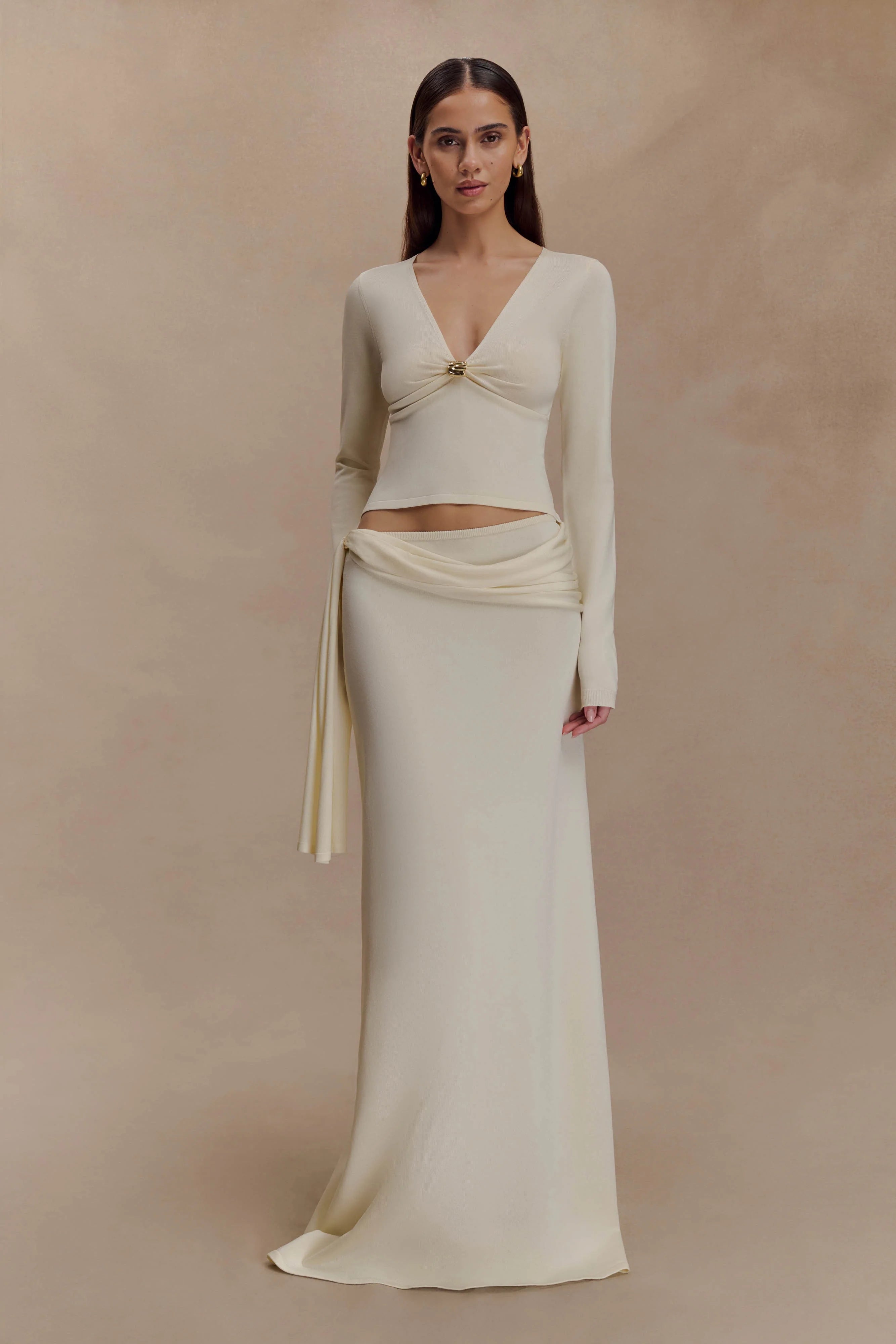 Bowie Low Rise Knit Maxi Skirt - Ivory