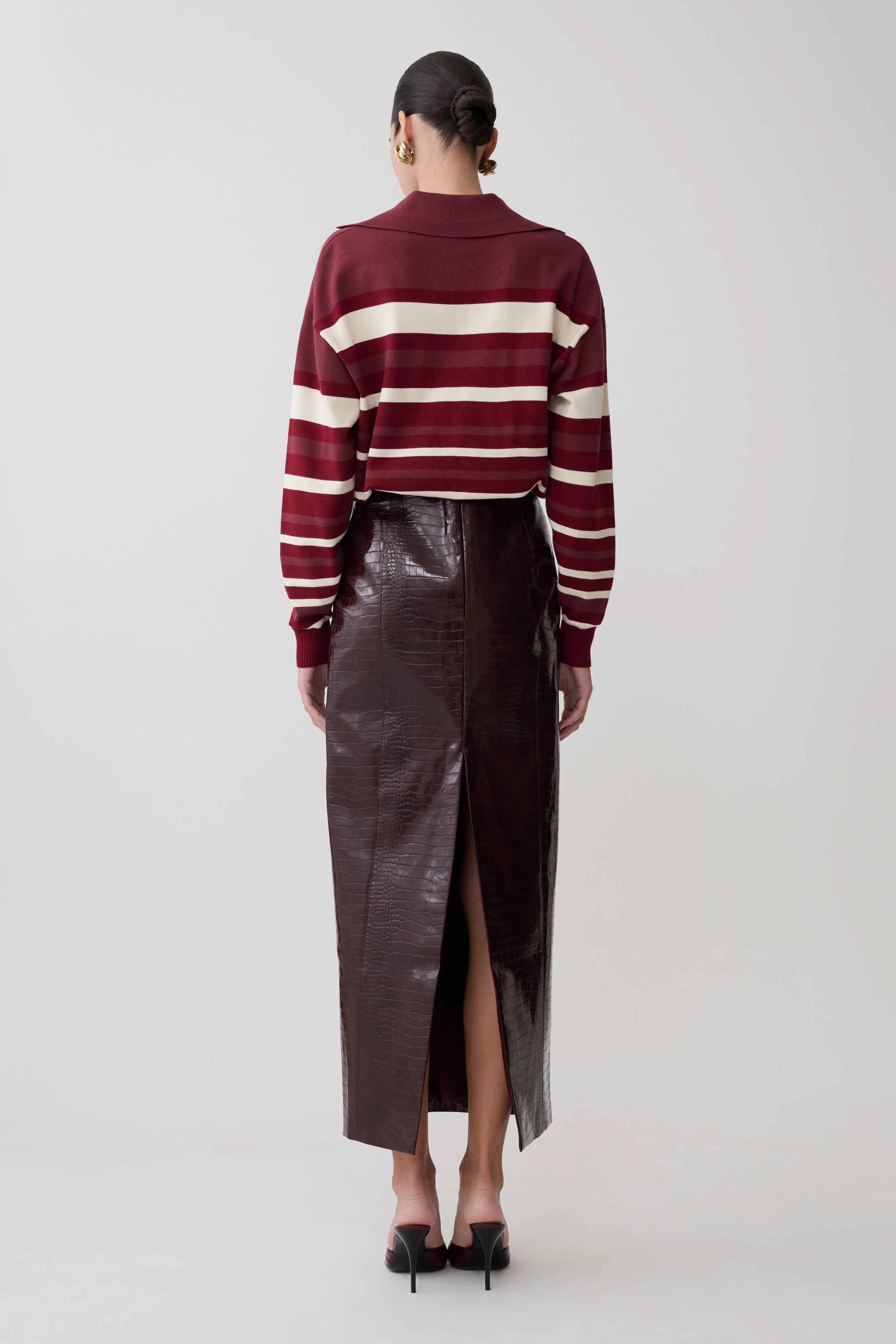 Philly Stripe Long Sleeve Knit Jumper - Burgundy/Cream