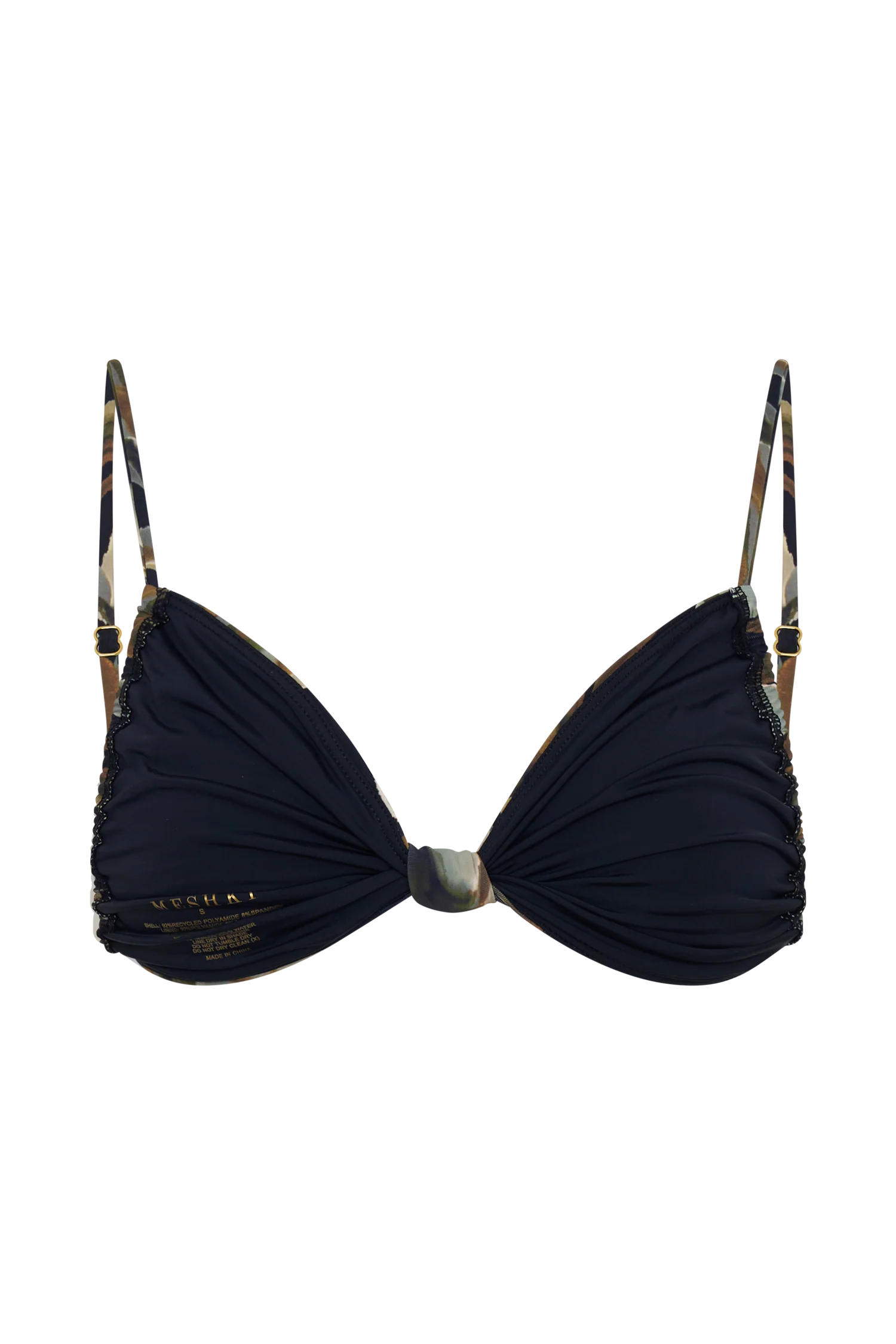 Rosmunda Ruched Bikini Top - Green Fluid Reverie Print