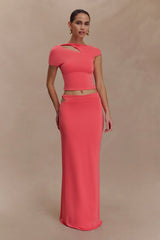Haven Slinky Twist Midi Skirt - Coral