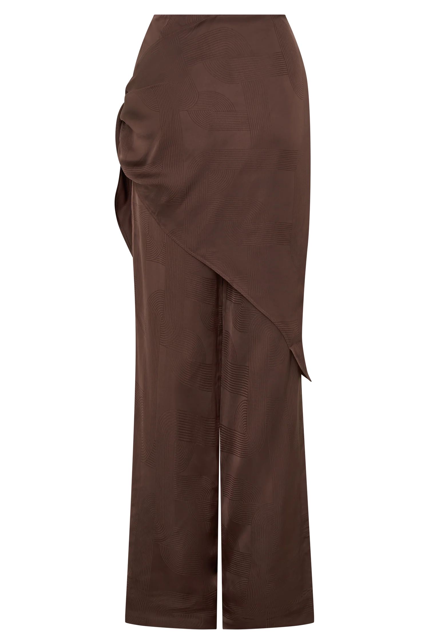 Gia Wrapped Tie Satin Pants - Chocolate