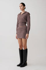 Skylaine Knit Mini Skirt - Brown Marle