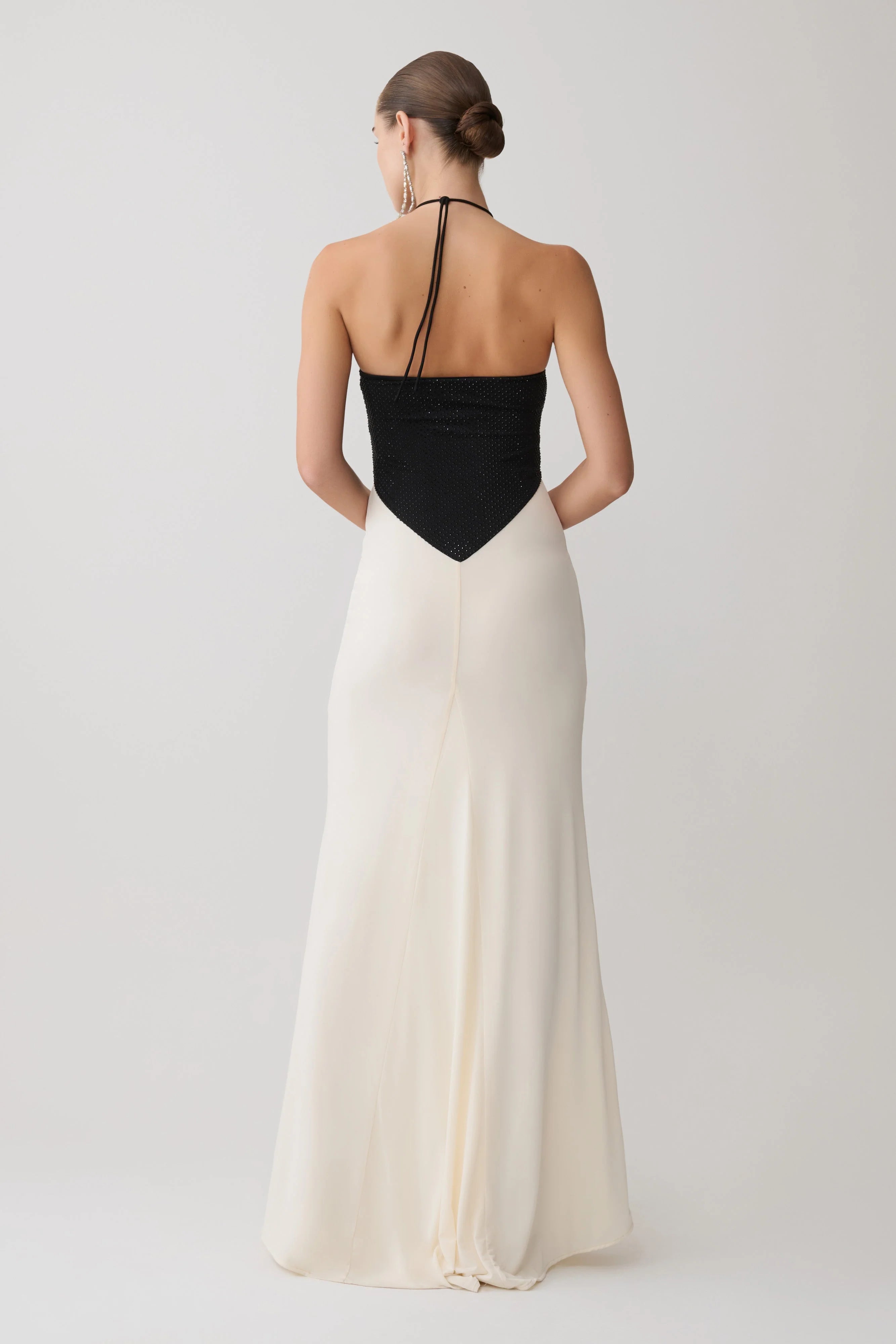 Hien Sequin Halter Maxi Dress - Black/Ivory
