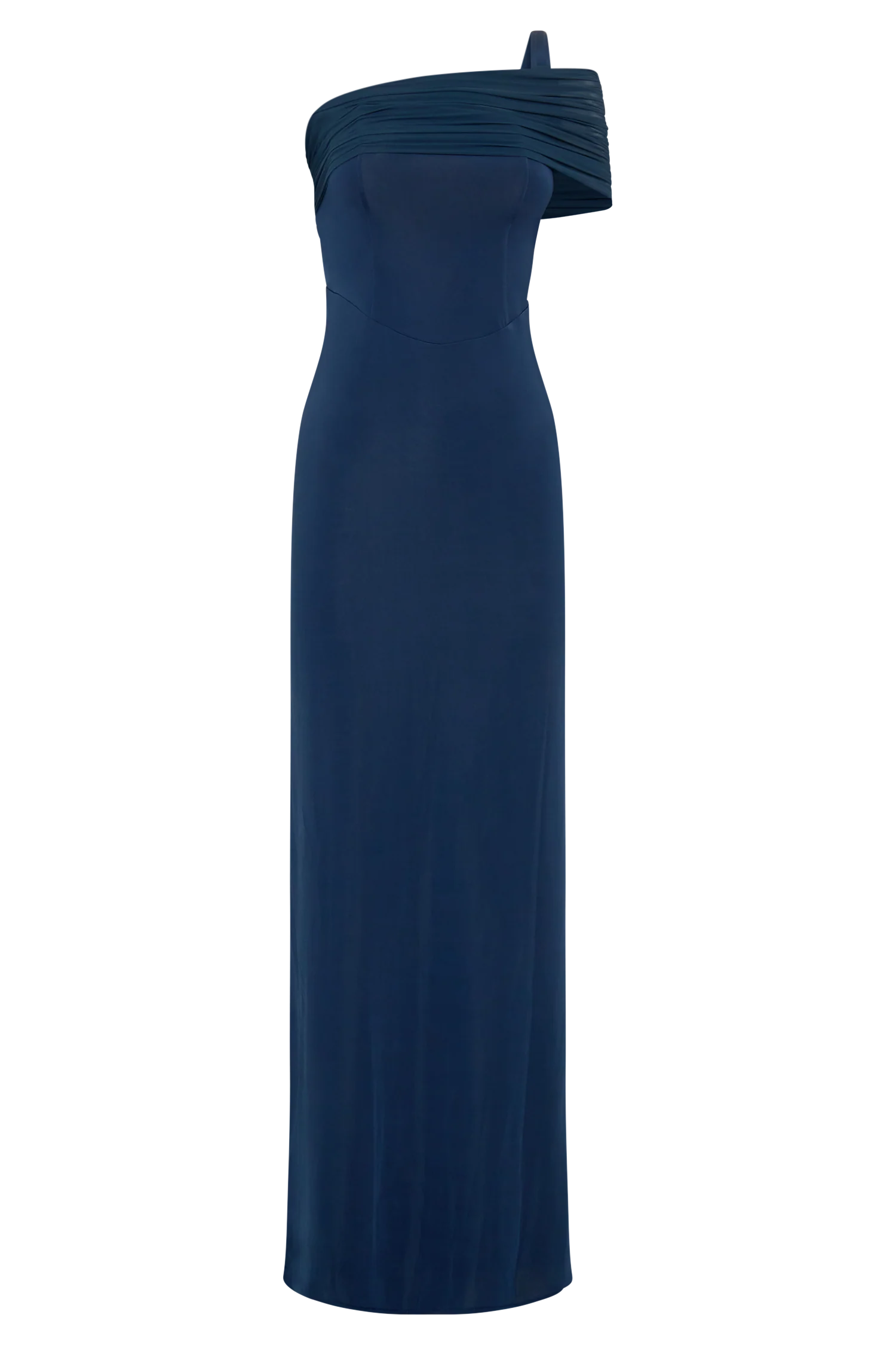 Hanh One Shoulder Mesh Maxi Dress - Ink Blue