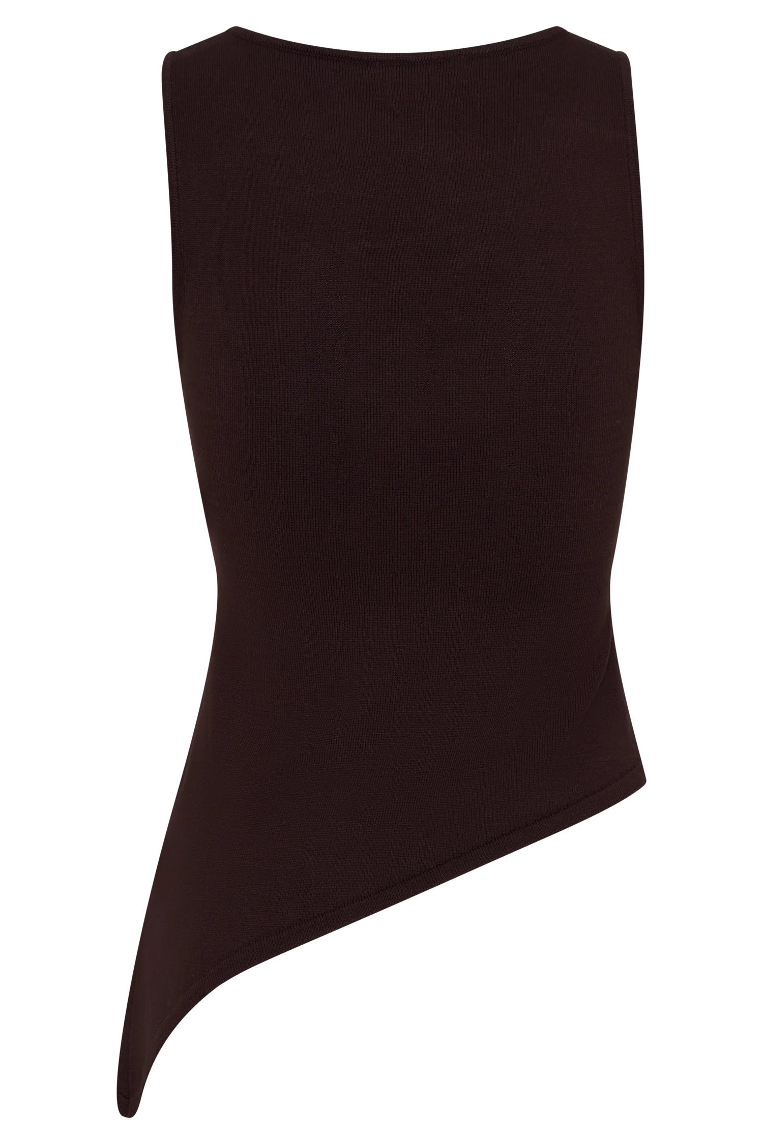 Brock Asymmetrical Neckline Knit Top - Dark Chocolate