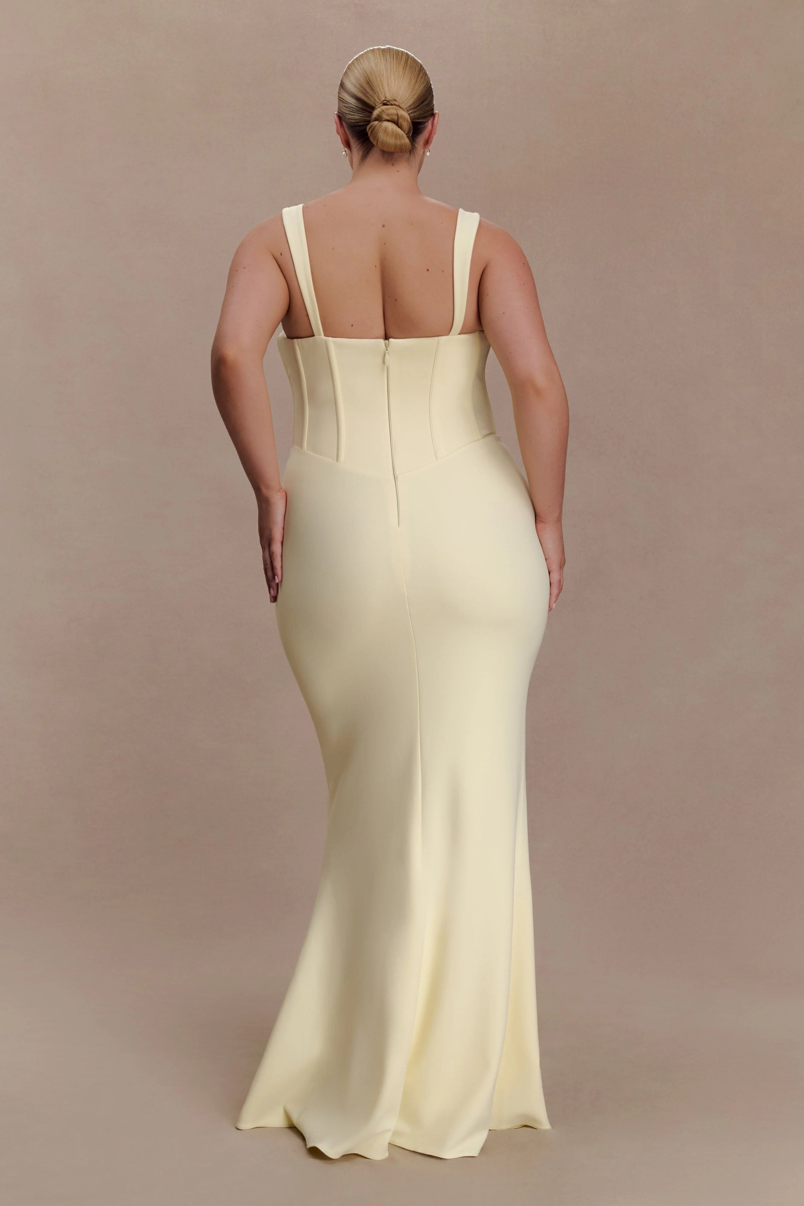 Luella Crepe Corset Maxi Dress - Lemon