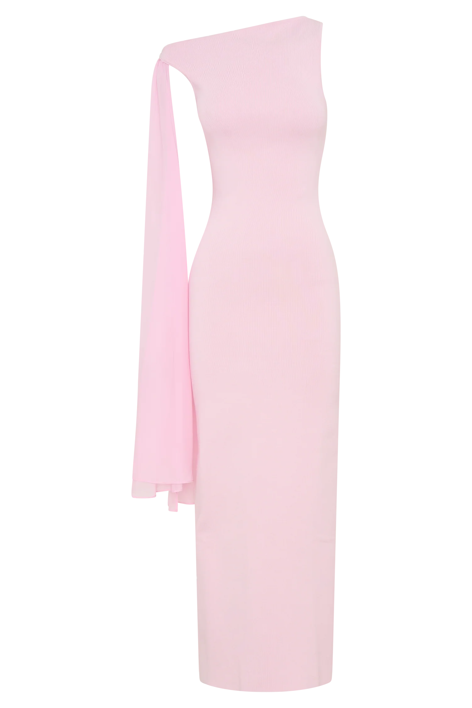 Farid Bandage Midi Dress With Chiffon - Baby Pink