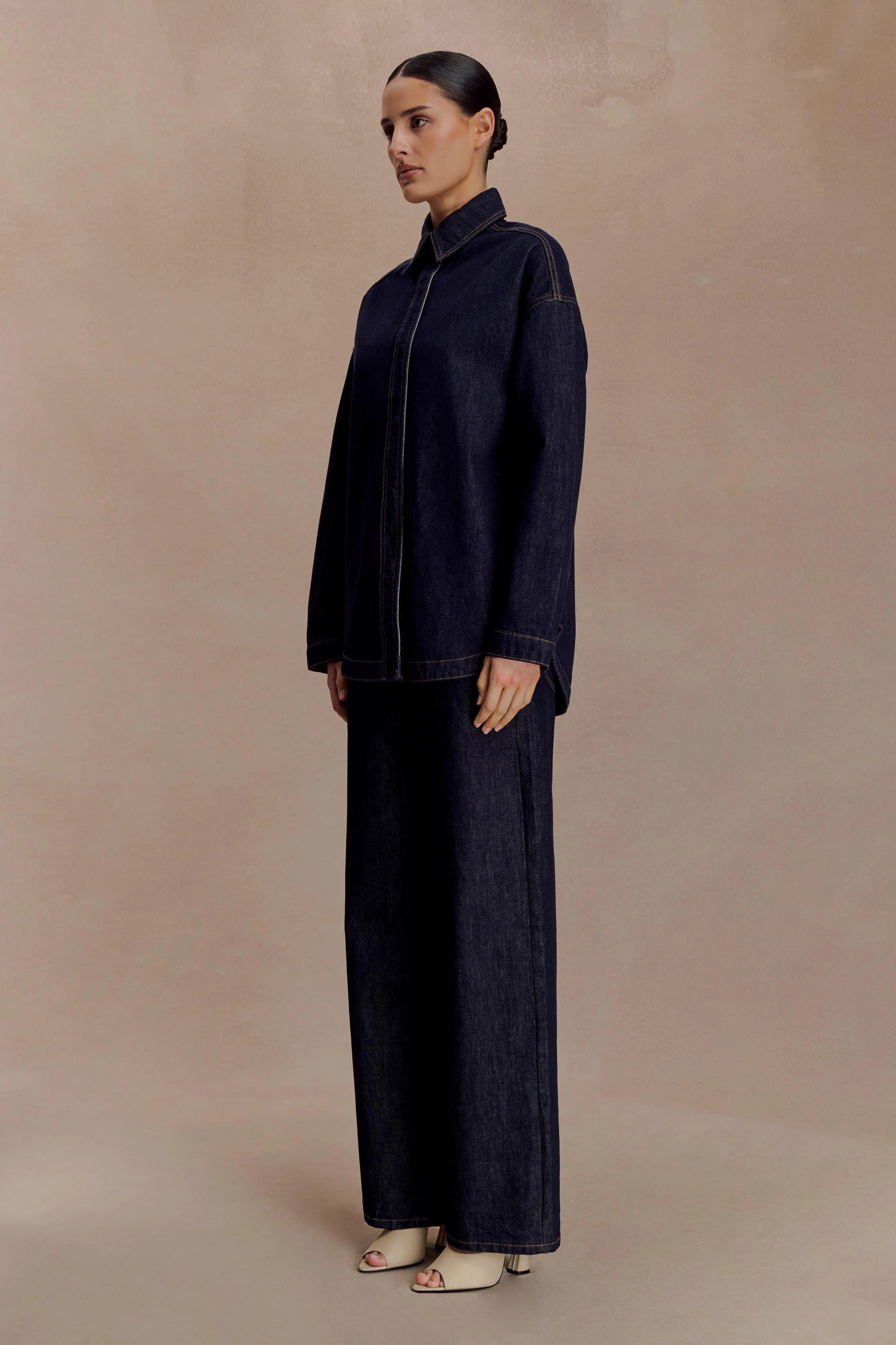 Lioda Oversized Denim Shirt - Washed Indigo Blue