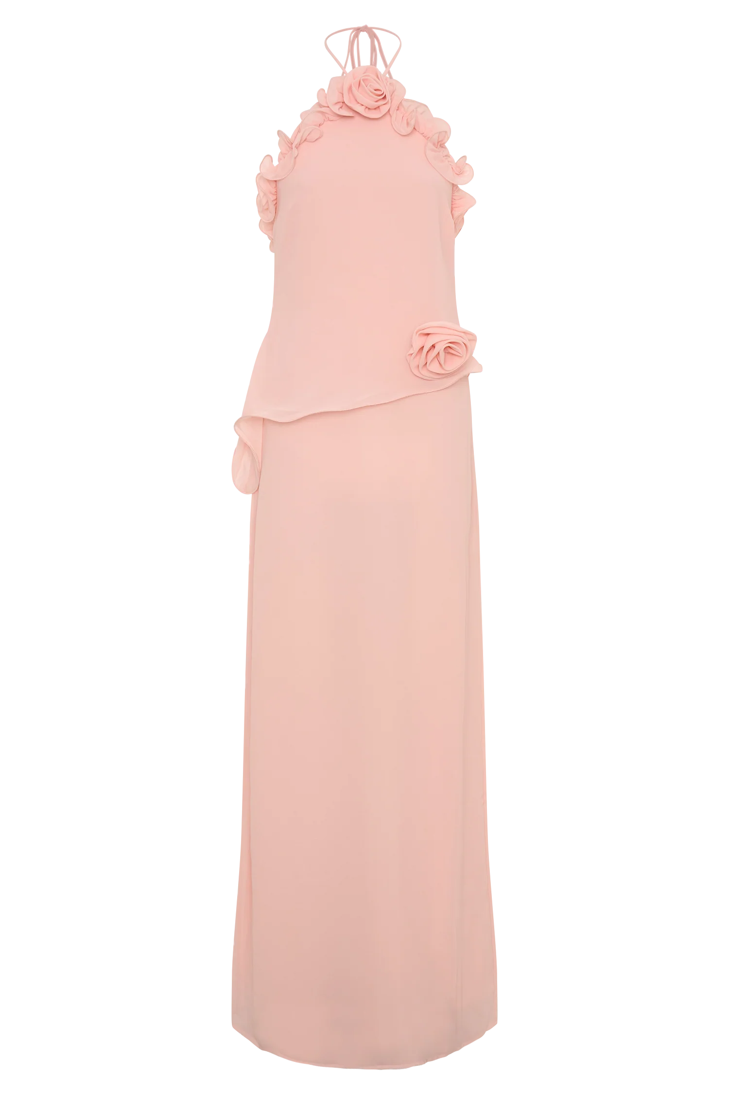 Melissa Chiffon Flower Maxi Dress - Baby Pink
