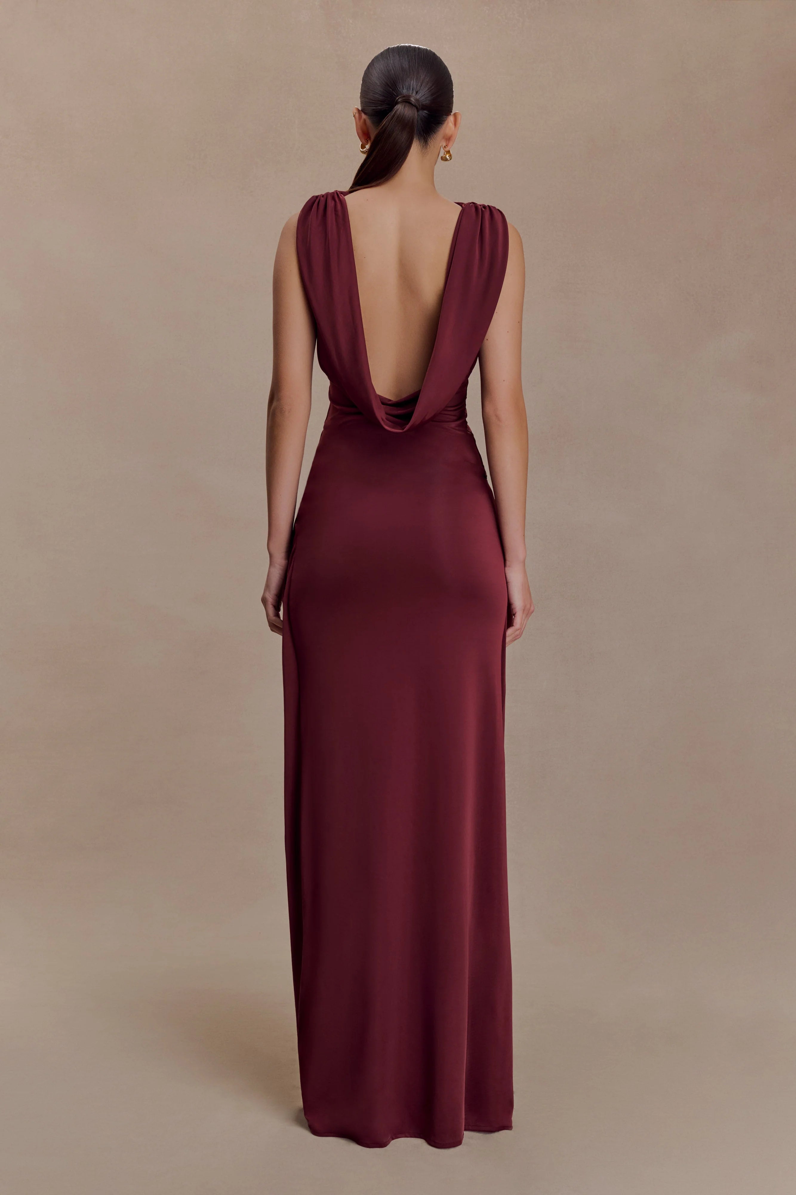 Bridget Slinky Cowl Back Top - Burgundy