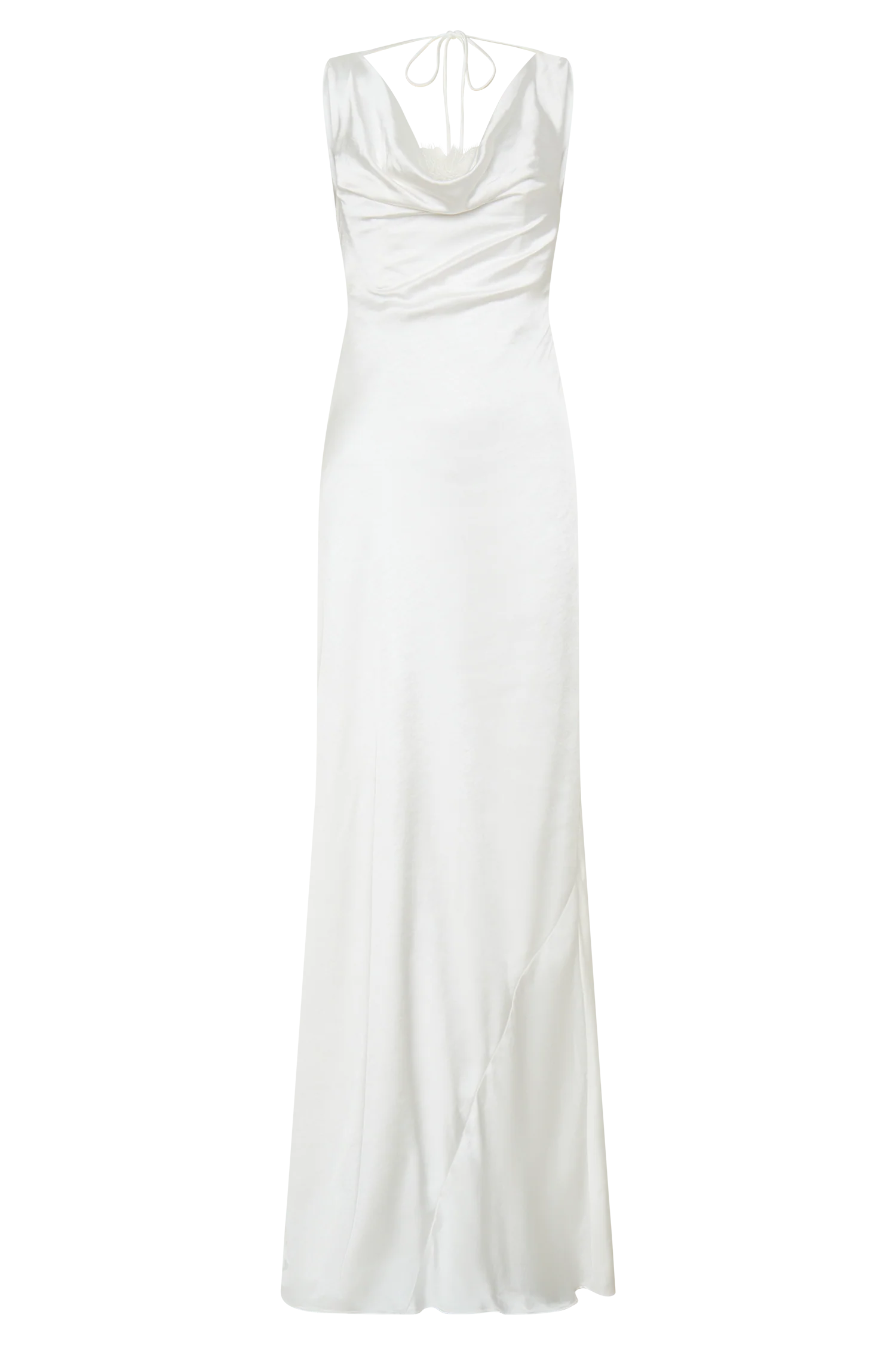 Ashley Cowl Neck Lace And Satin Maxi Dress - Ivory