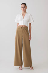 Noelia Tie Back Short Sleeve Shirt - White