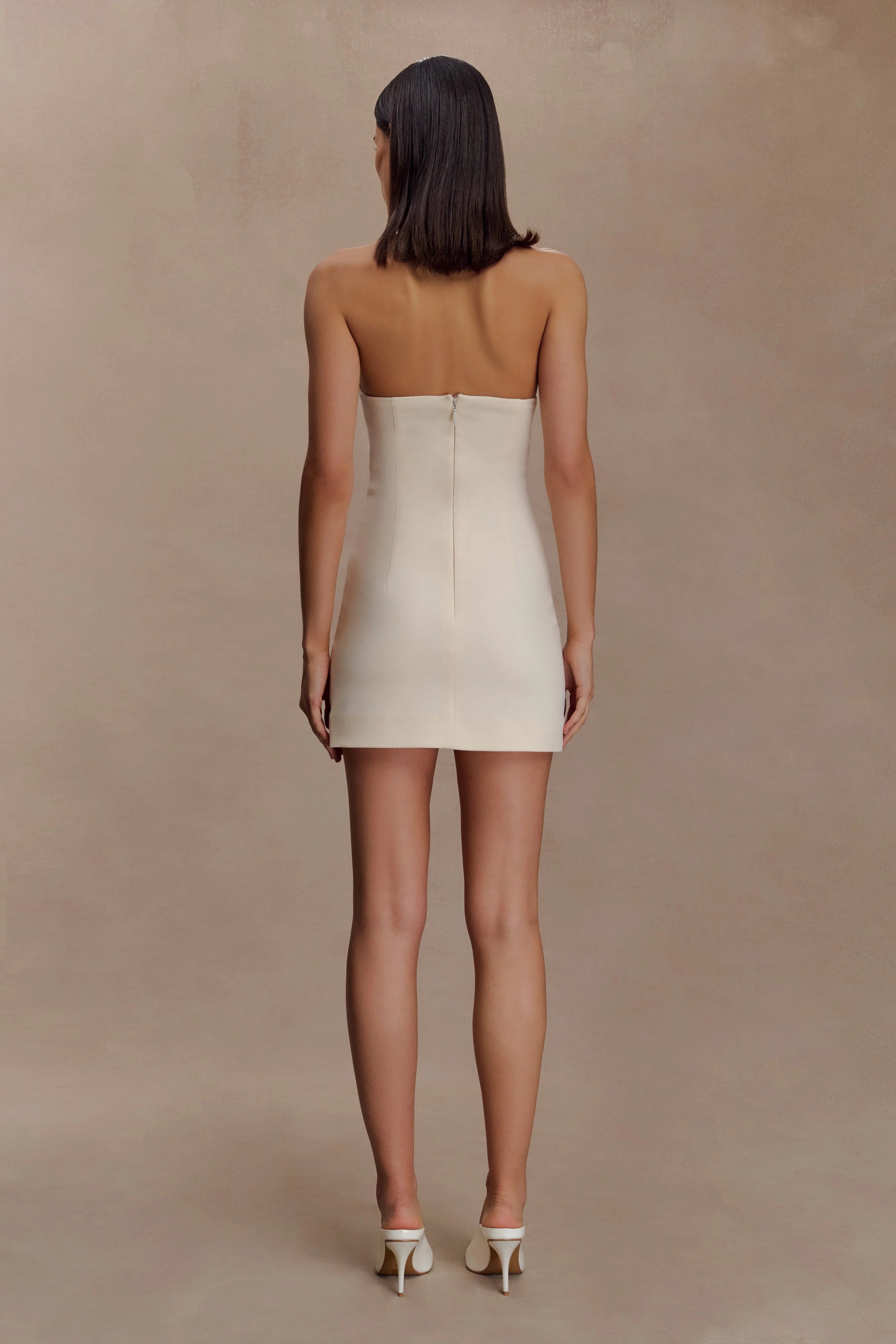Christina Cross Over Mini Dress - Buttercream