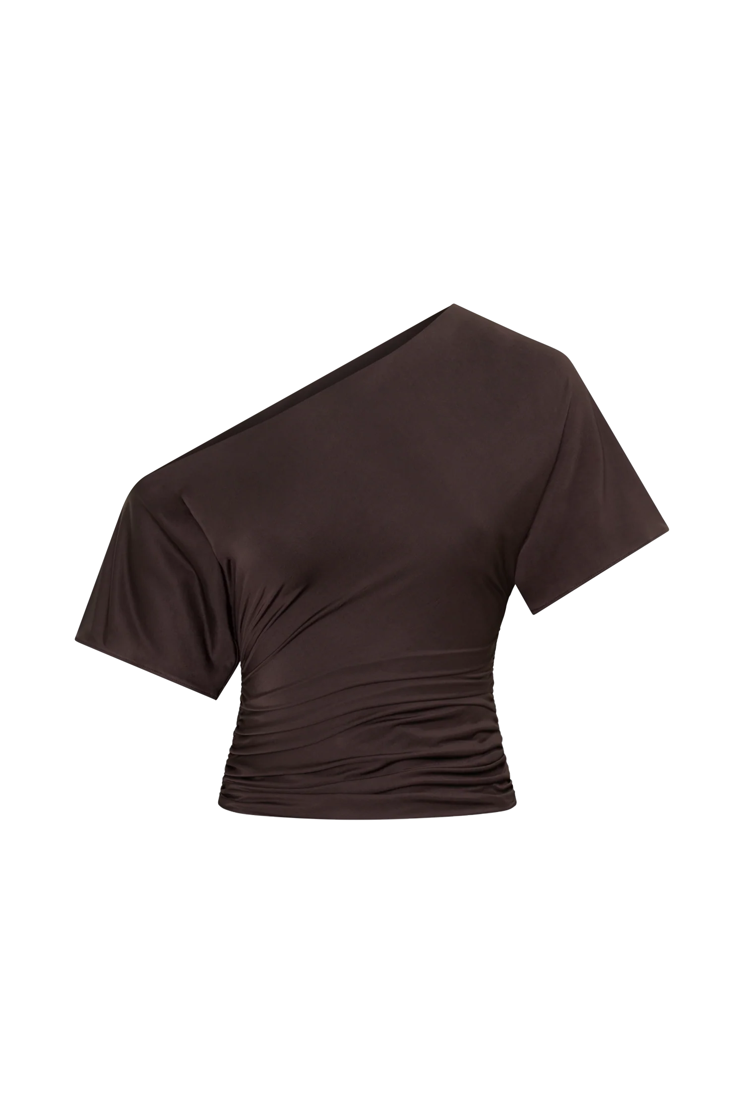 Luu Off Shoulder Slinky Top - Dark Chocolate