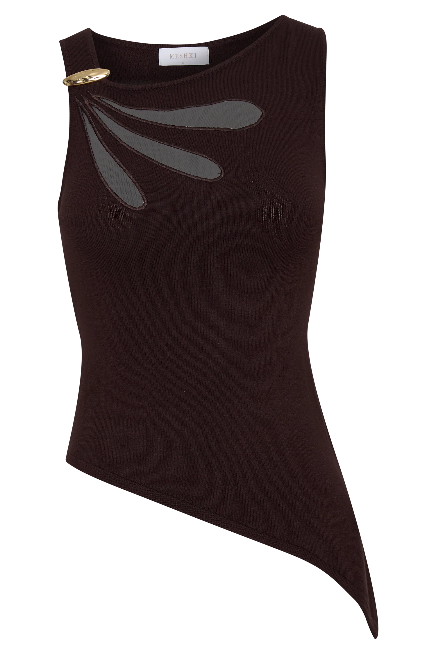 Brock Asymmetrical Neckline Knit Top - Dark Chocolate