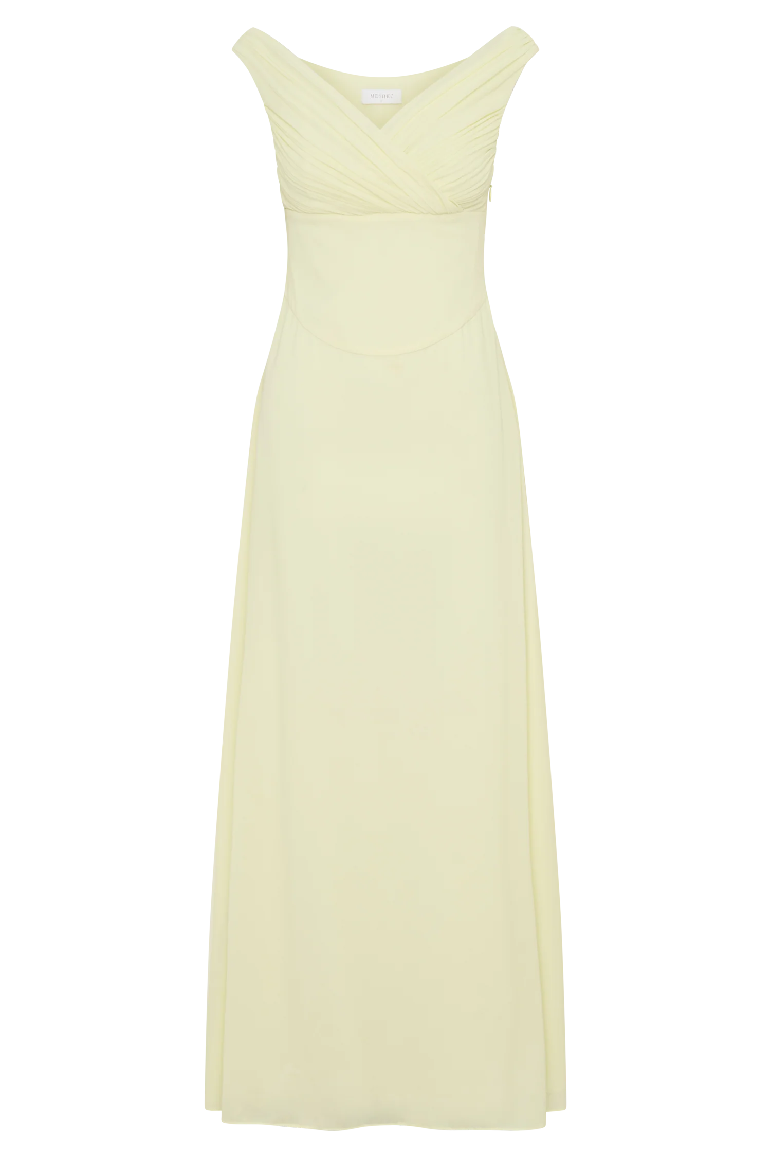 Mabel Off Shoulder Chiffon Maxi Dress - Lemon
