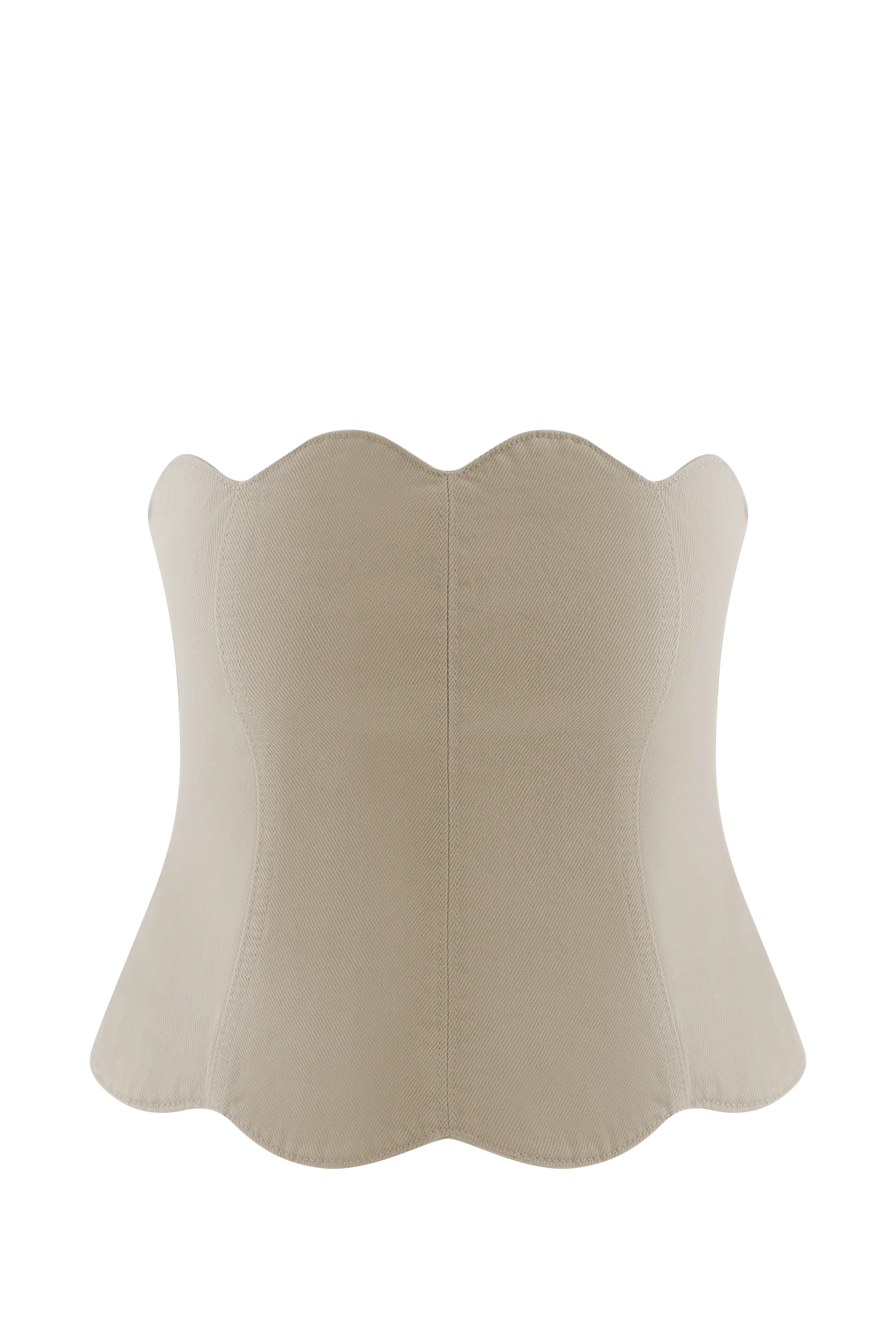 Oakley Strapless Scallop Denim Top - Stone Wash
