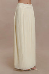Amaris Gathered Plisse Maxi Skirt - Lemon