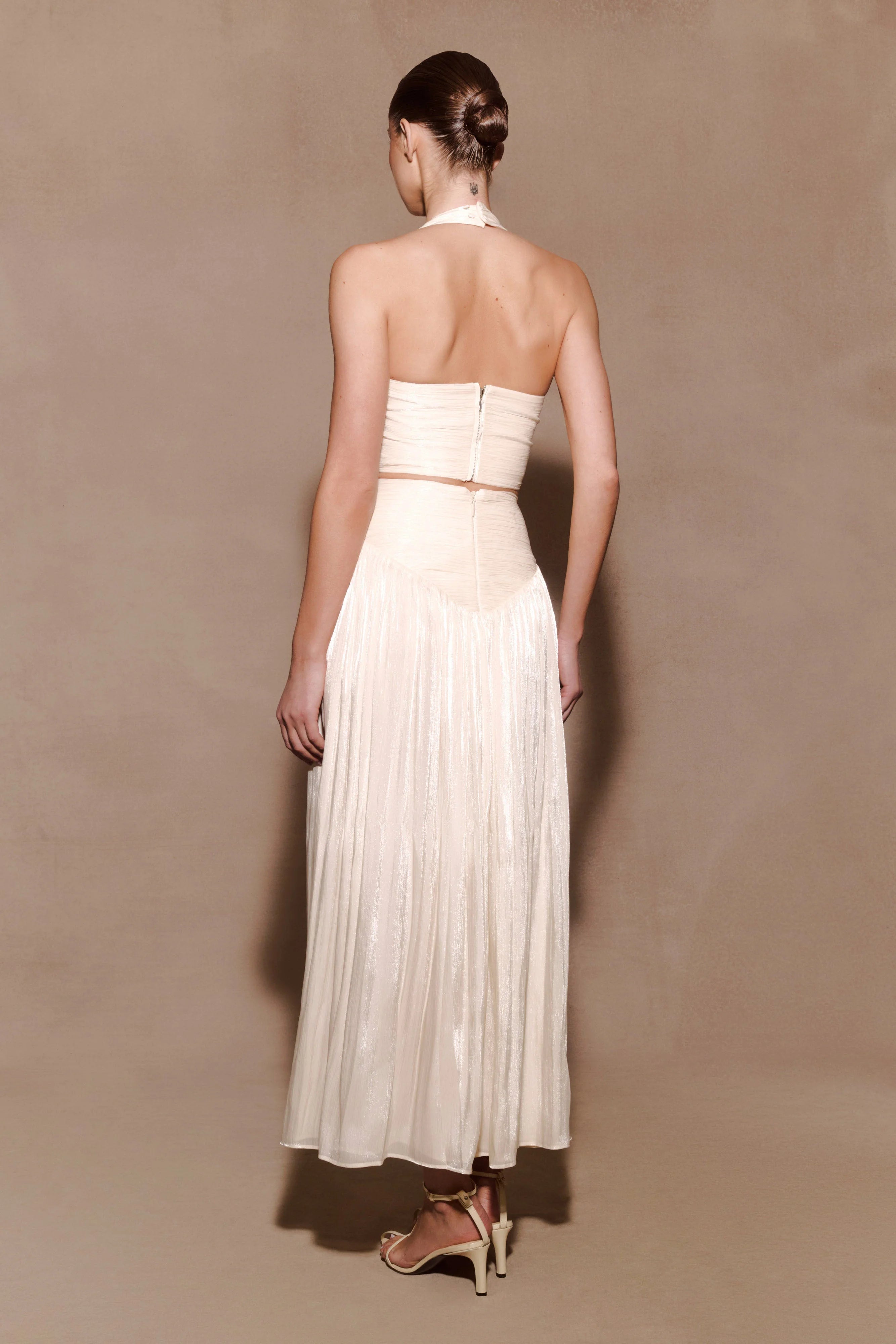 Makena Gathered Midi Skirt - Opal White