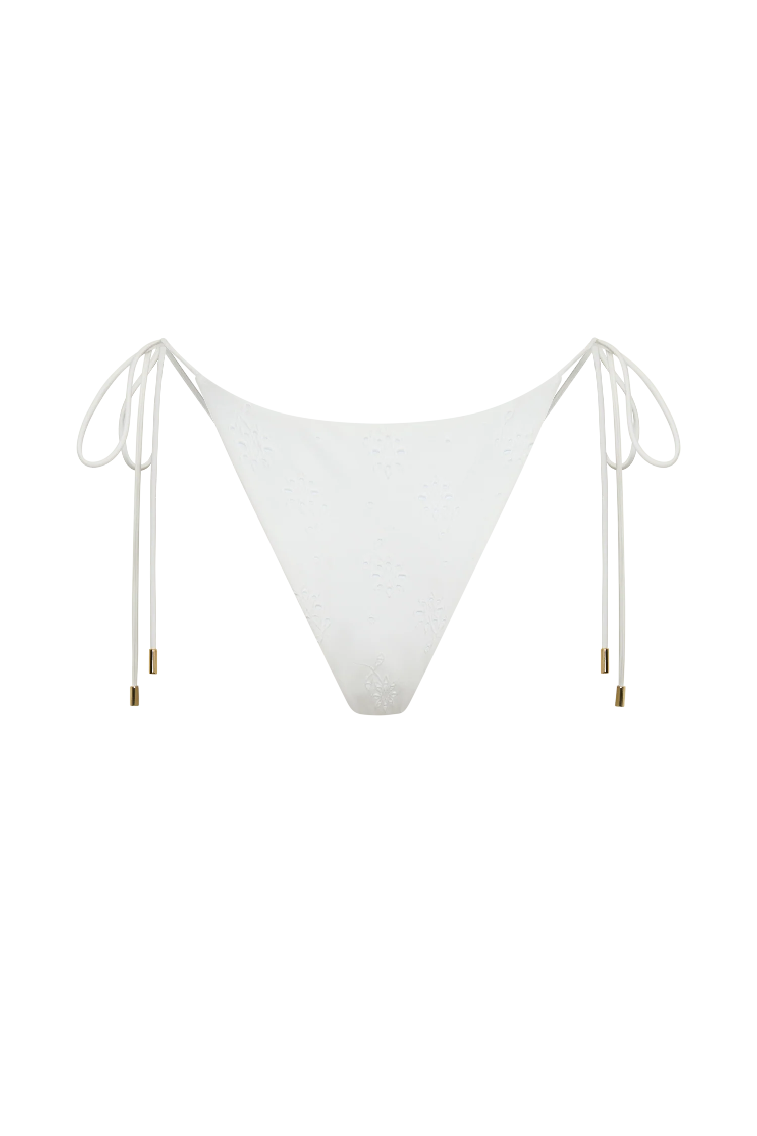 Blossom Side Tie Bikini Bottom - White Textured Fabric