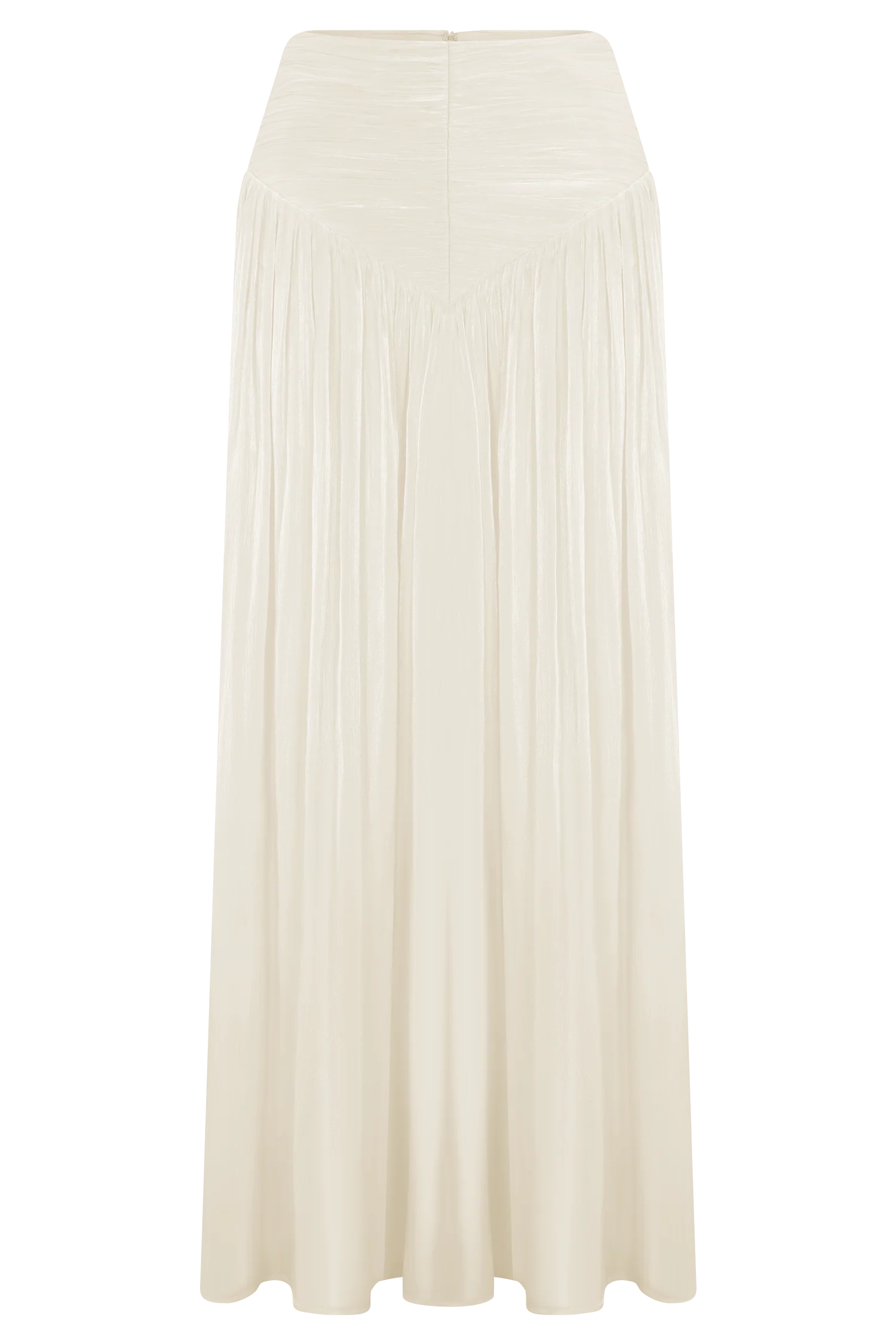 Makena Gathered Midi Skirt - Opal White