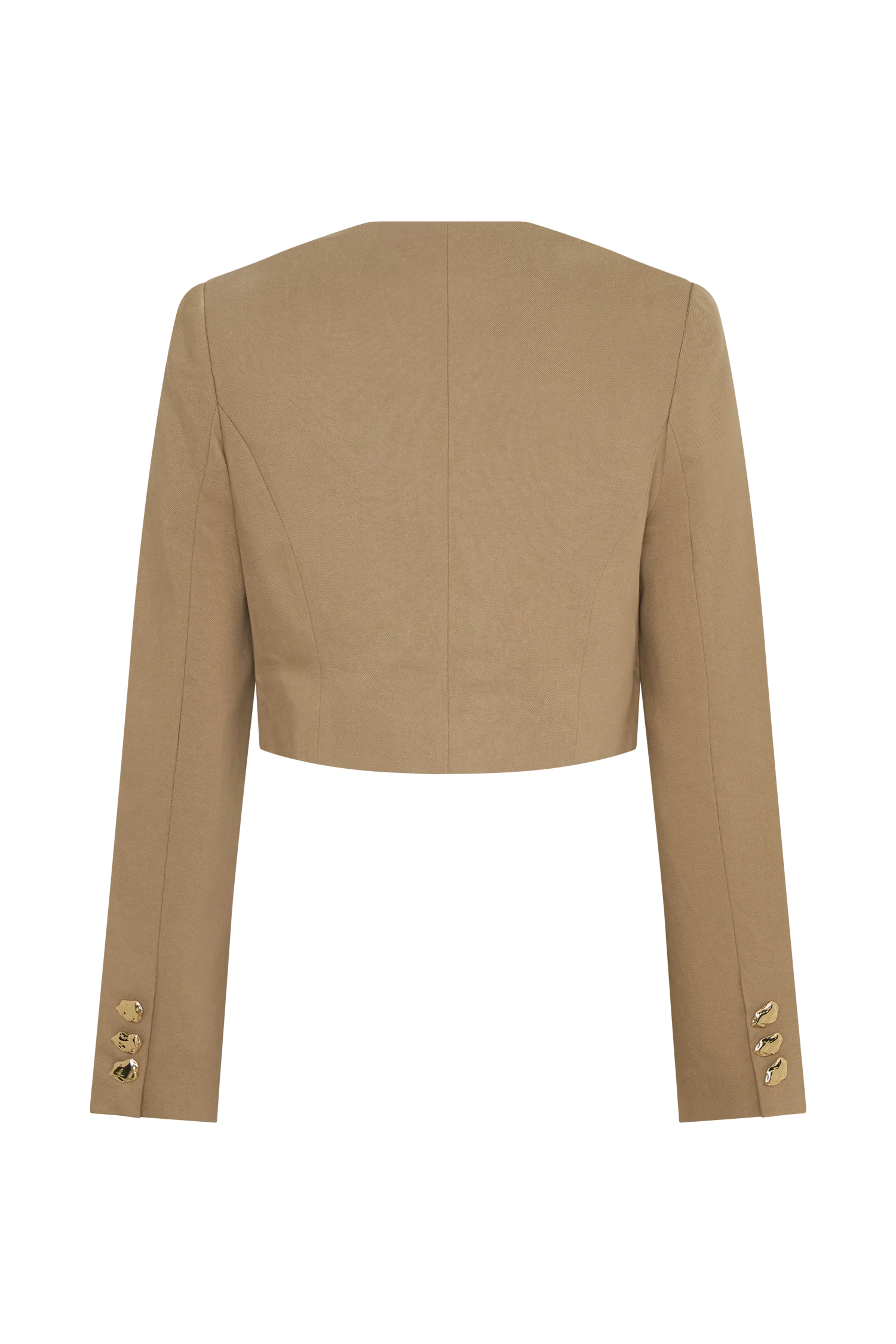 Marielle Button Up Cropped Jacket - Taupe