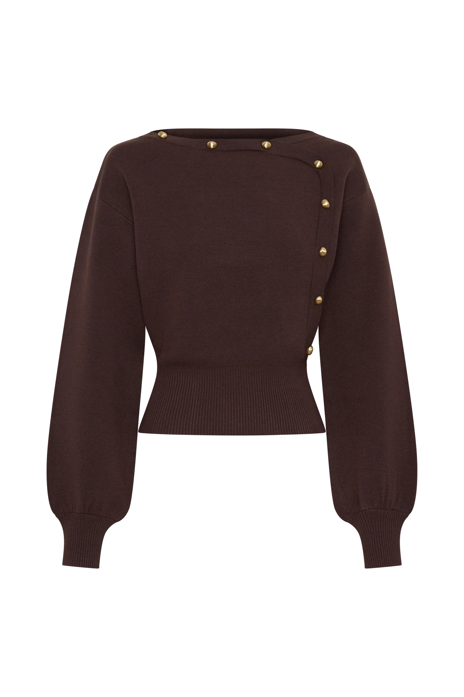 Mertyle Aysmetrical Knit Jumper - Deep Chocolate