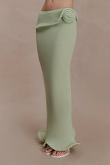 Samira Knit Wired Maxi Skirt - Pastel Green