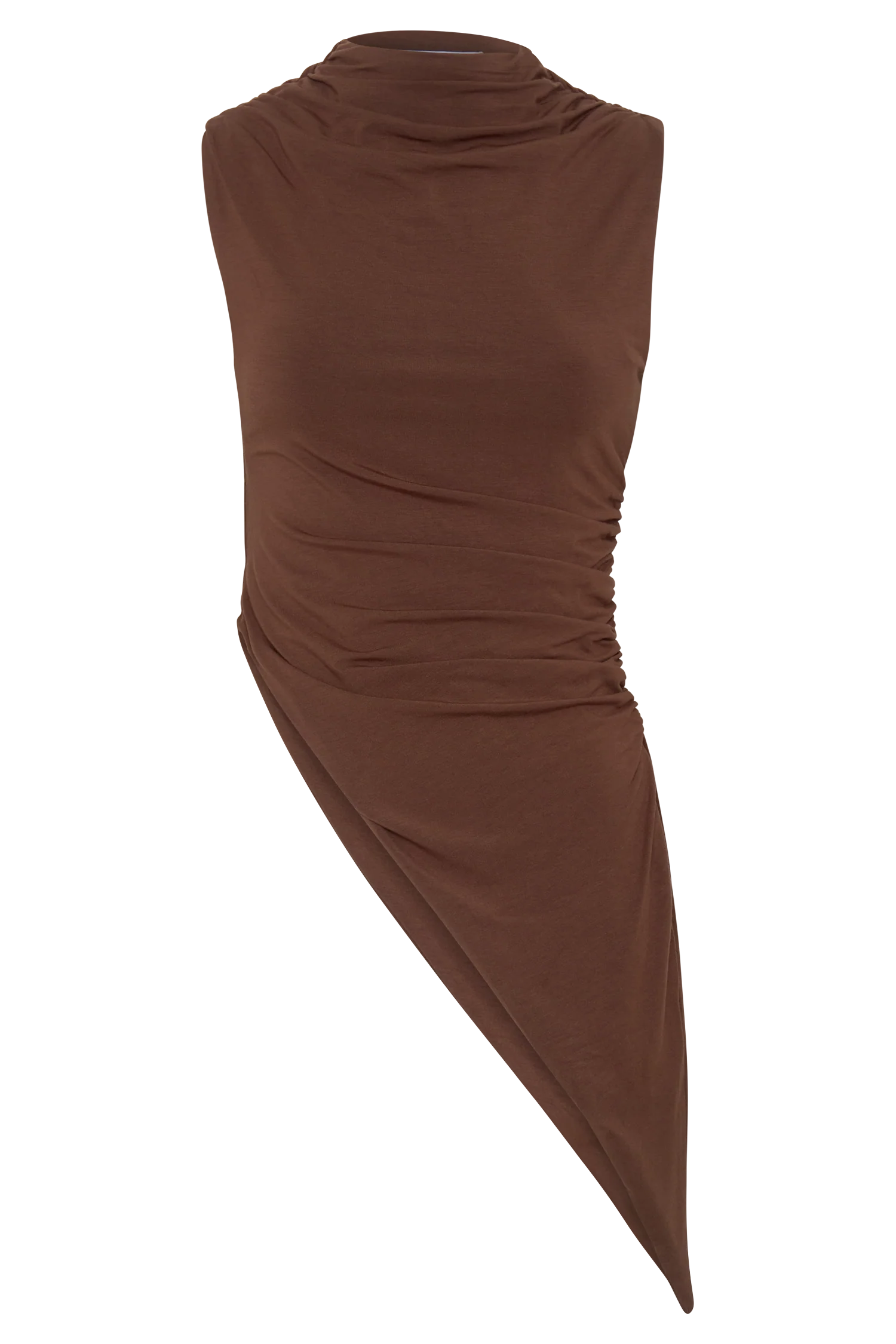 Suong High Neck Gathered Top - Mocha