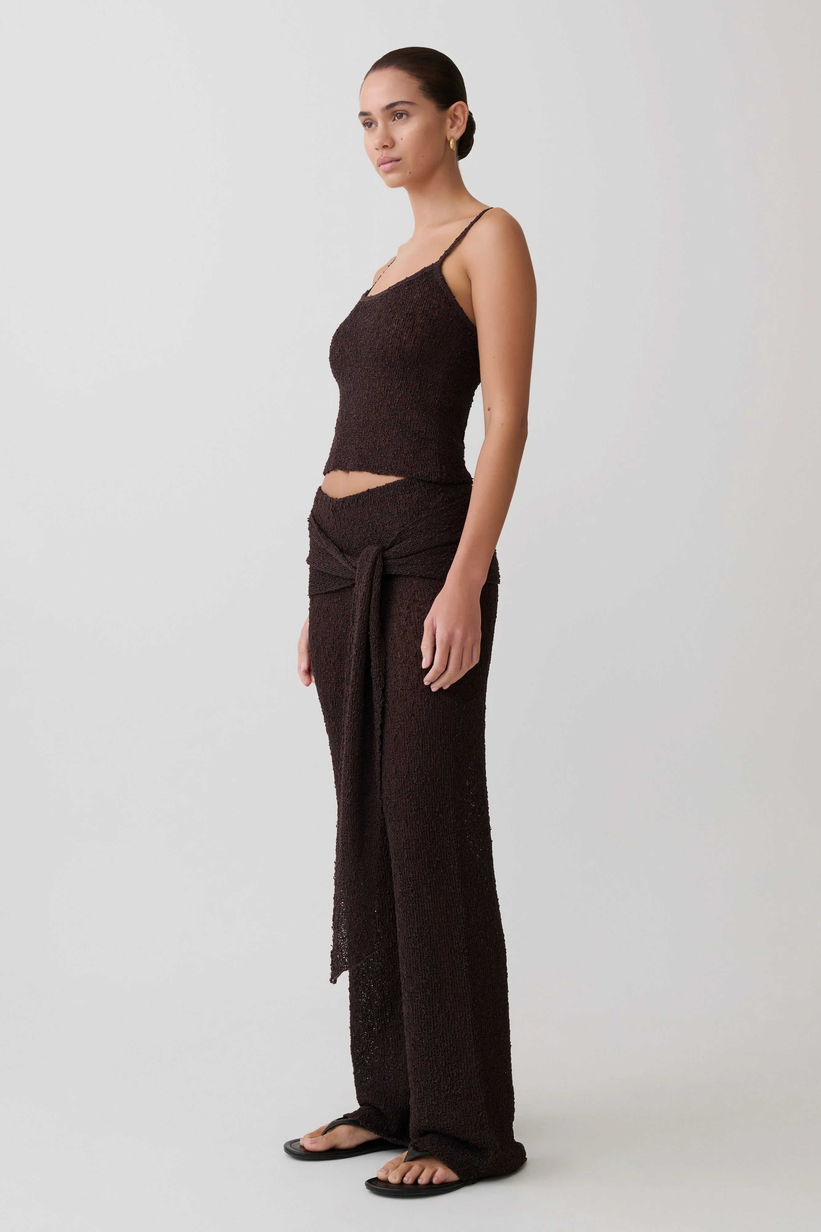 Mattais Boucle Knit Top - Dark Chocolate