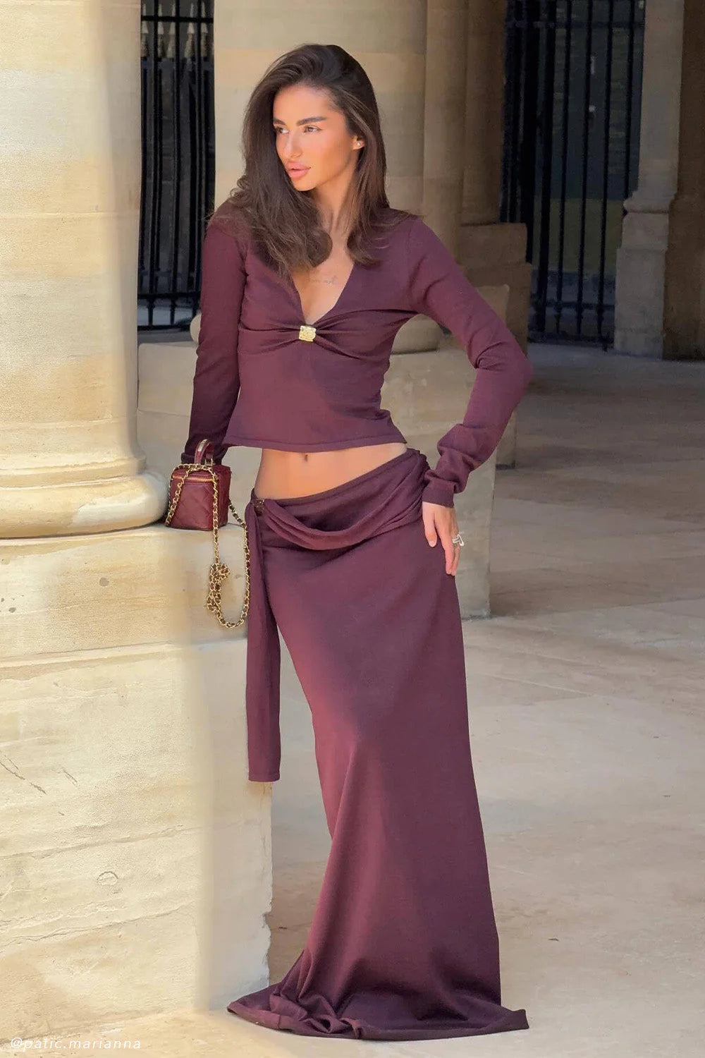 Bowie Low Rise Knit Maxi Skirt - Dark Chocolate