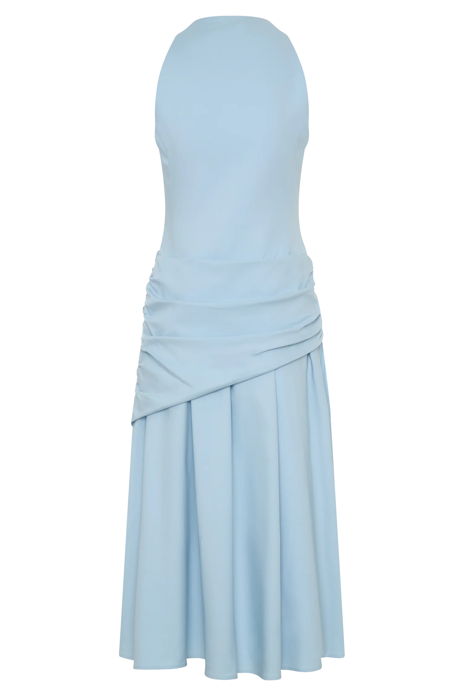 Emily Wrapped Waist Midi Dress - Sky Blue
