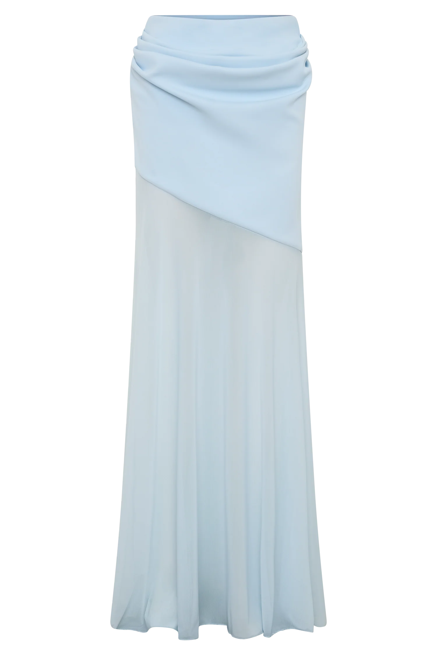 Portia Scuba And Mesh Maxi Skirt - Pale Blue