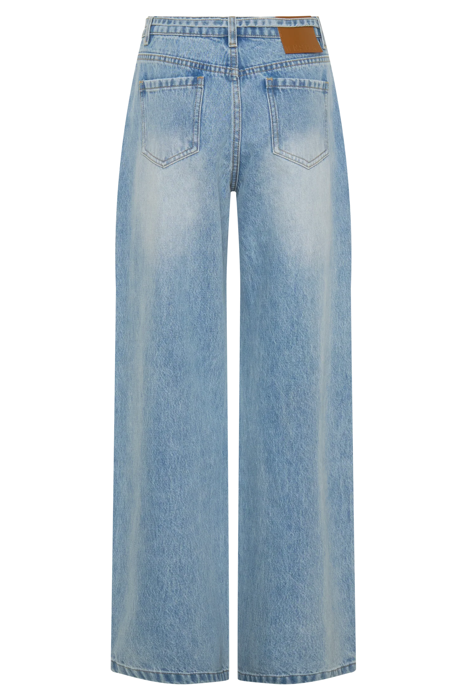 Perrie Mid Rise Straight Leg Tie Jeans - Washed Light Blue