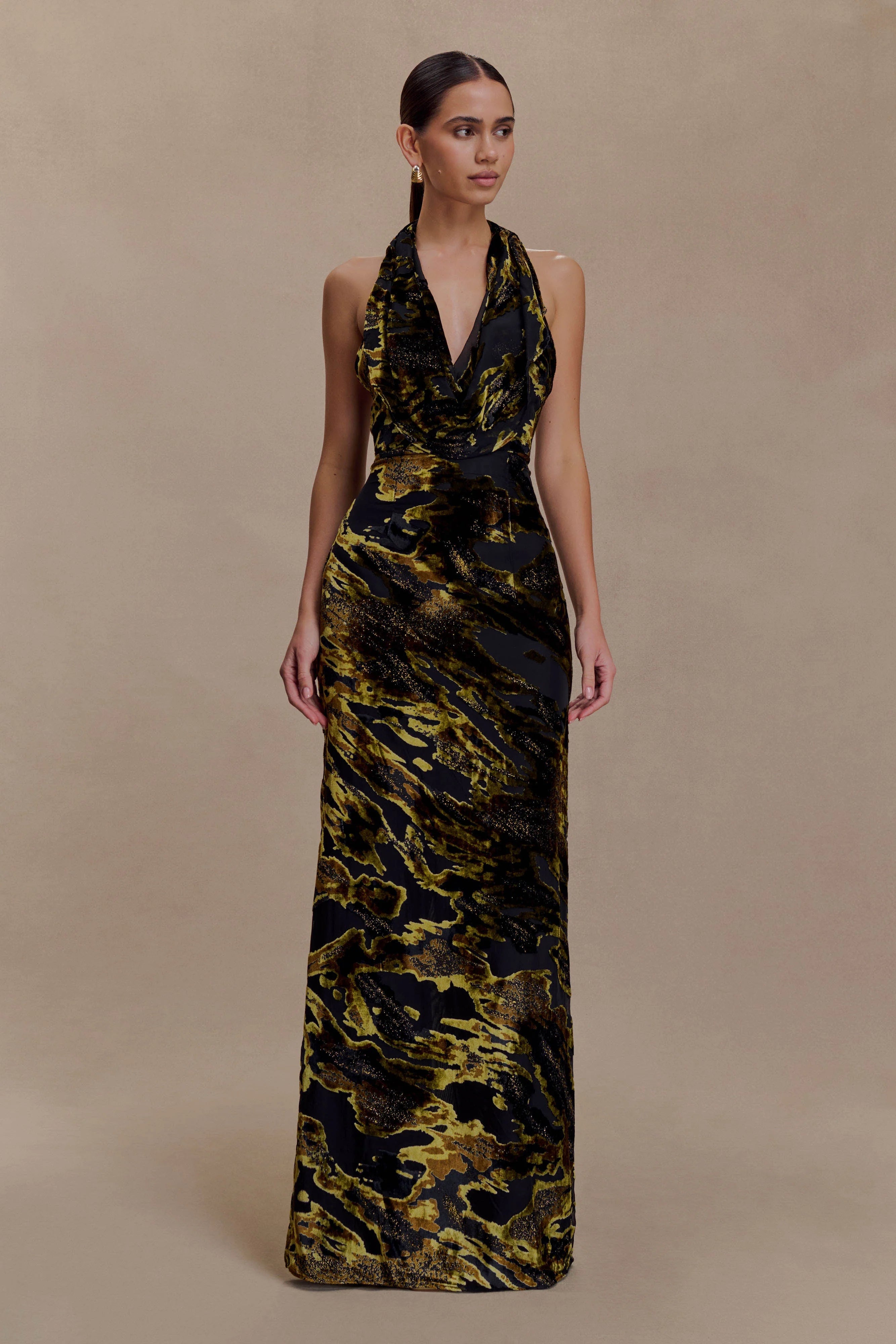 Talila Cowl Front Maxi Dress - Velvet Burnout