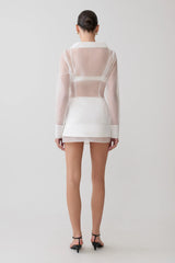 Frankie Organza Cross Over Shirt - White