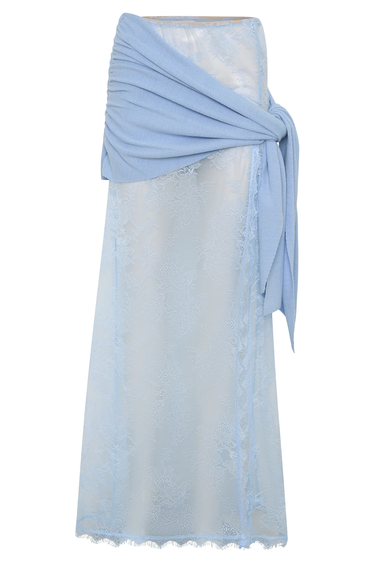 Lucy Lace And Knit Skirt - Cornflower Blue