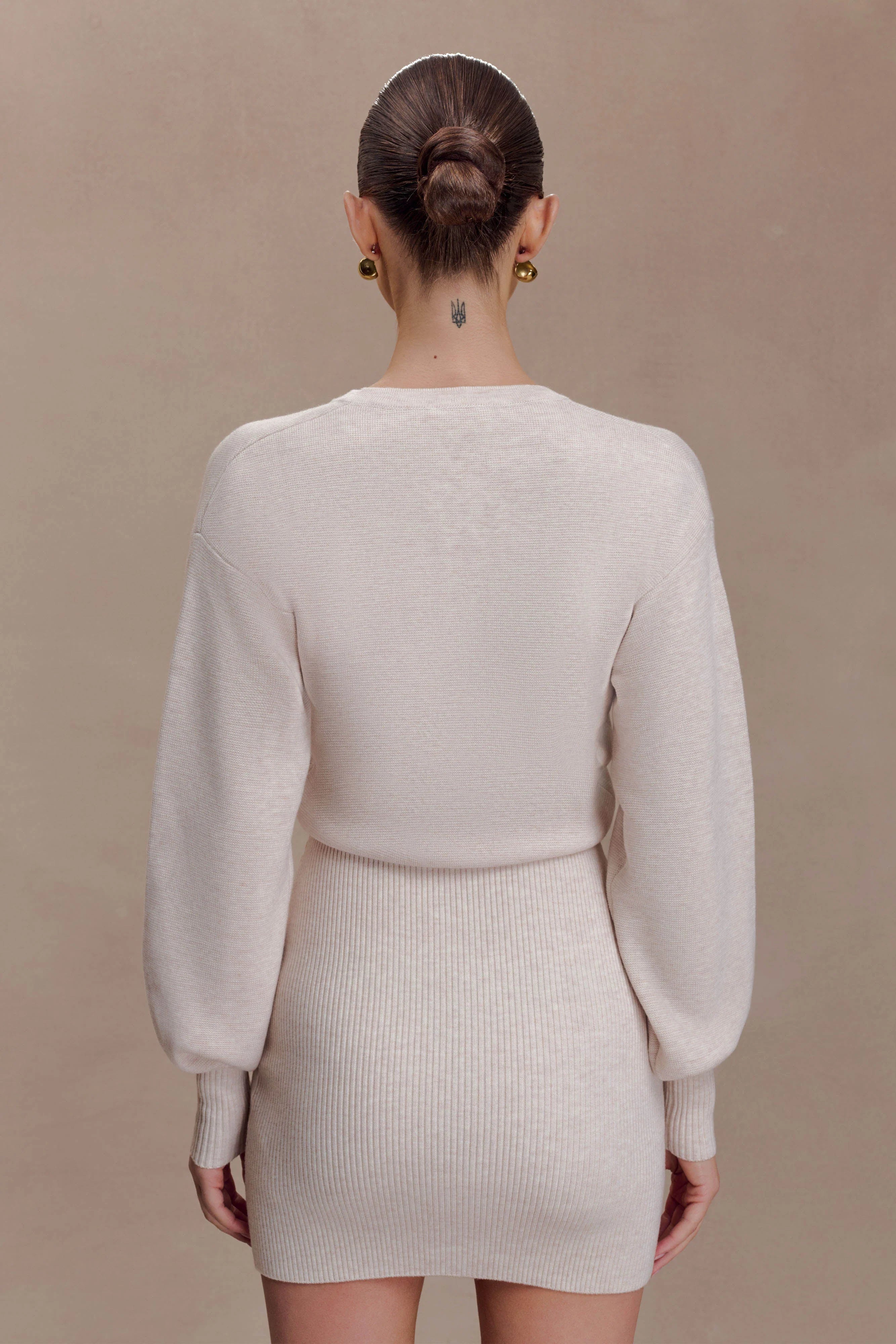 Xaden Wool Mix Knit Mini Dress - Oat Marle