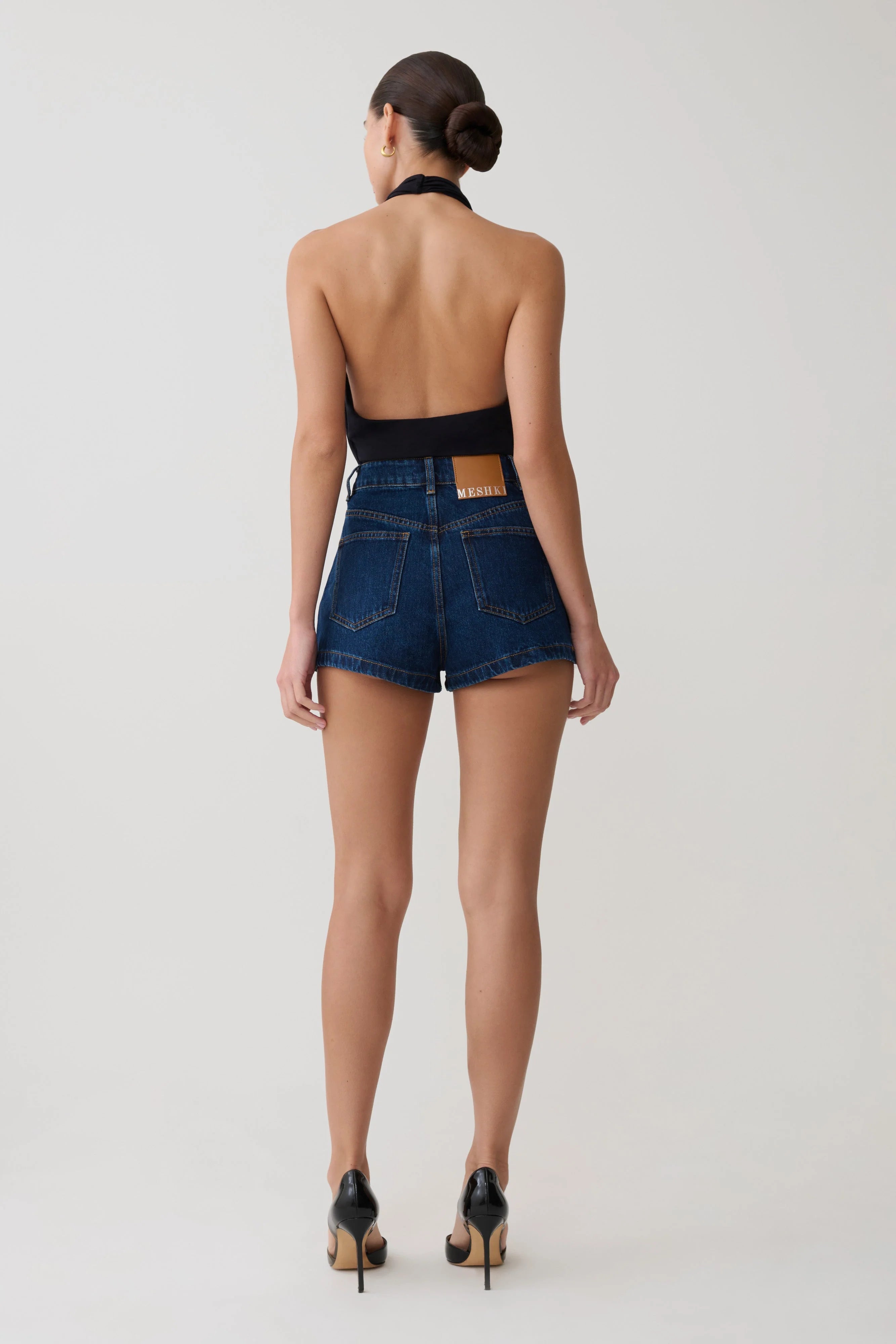 Dan Diamante Denim Shorts - Midnight Blue