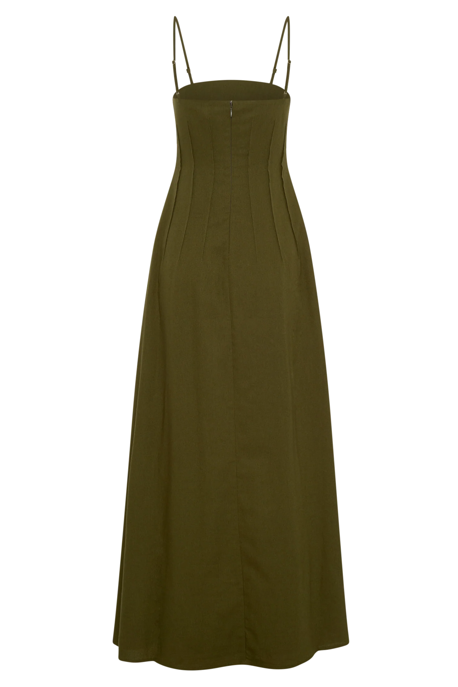 Sofie Pintuck Linen Maxi Dress - Khaki