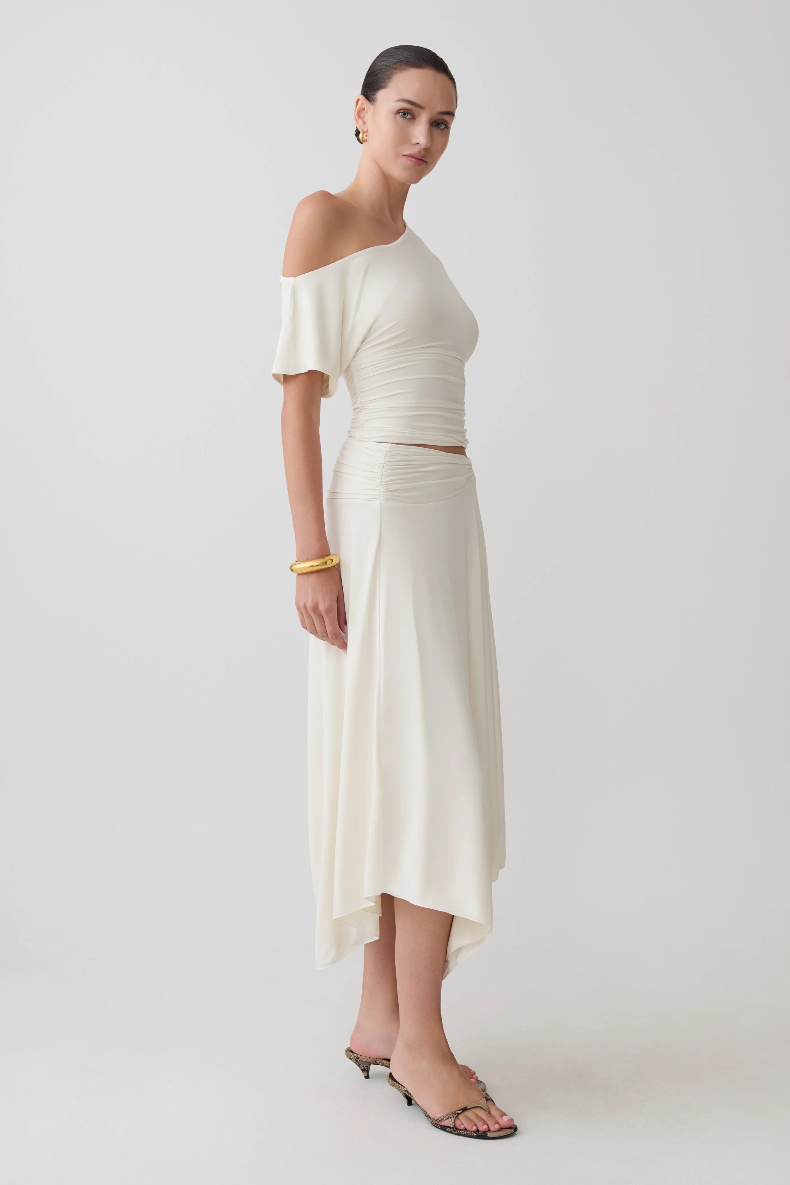 Luu Off Shoulder Slinky Top - Ivory