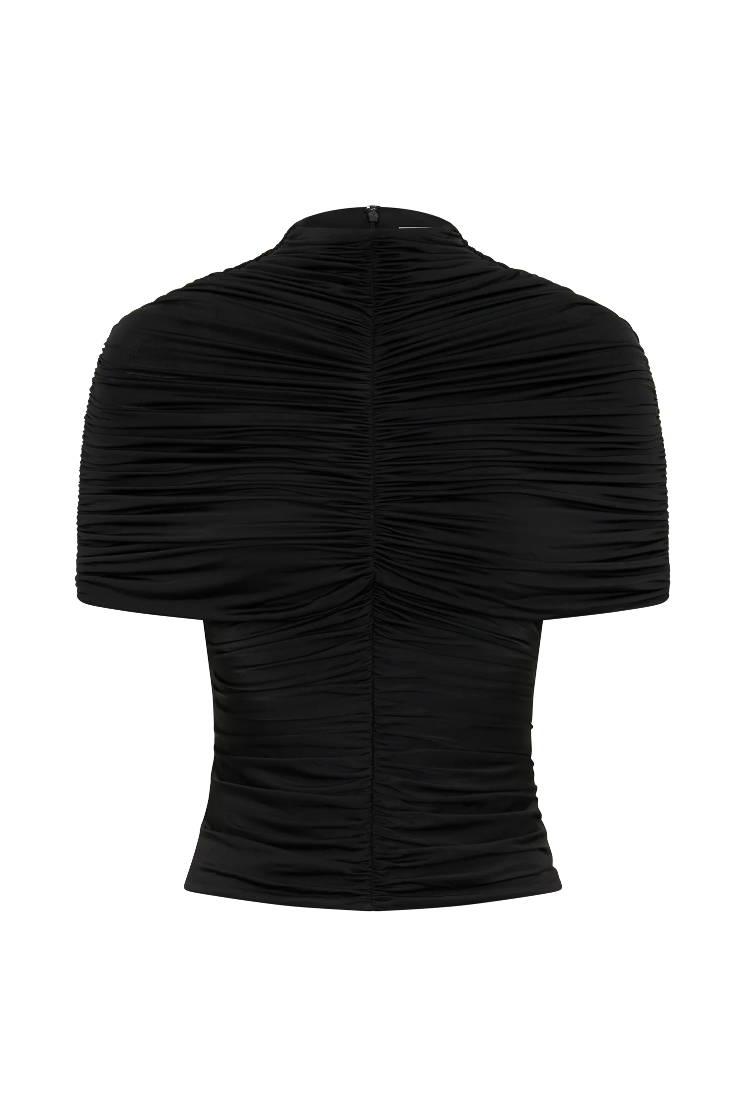 Linh Slinky High Neck Gathered Top - Black