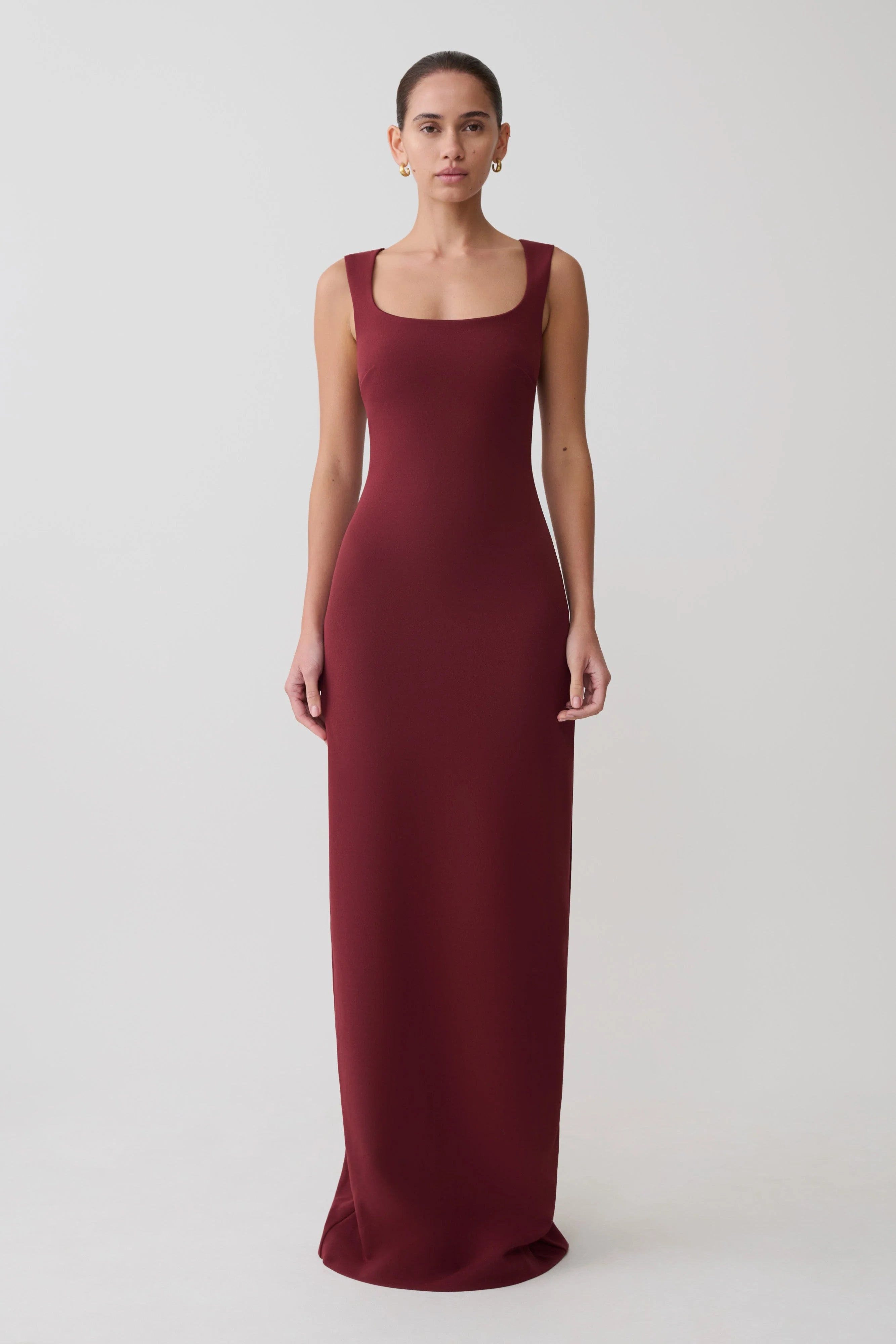 Rhea Detachable Cape Jersey Maxi Dress - Wine
