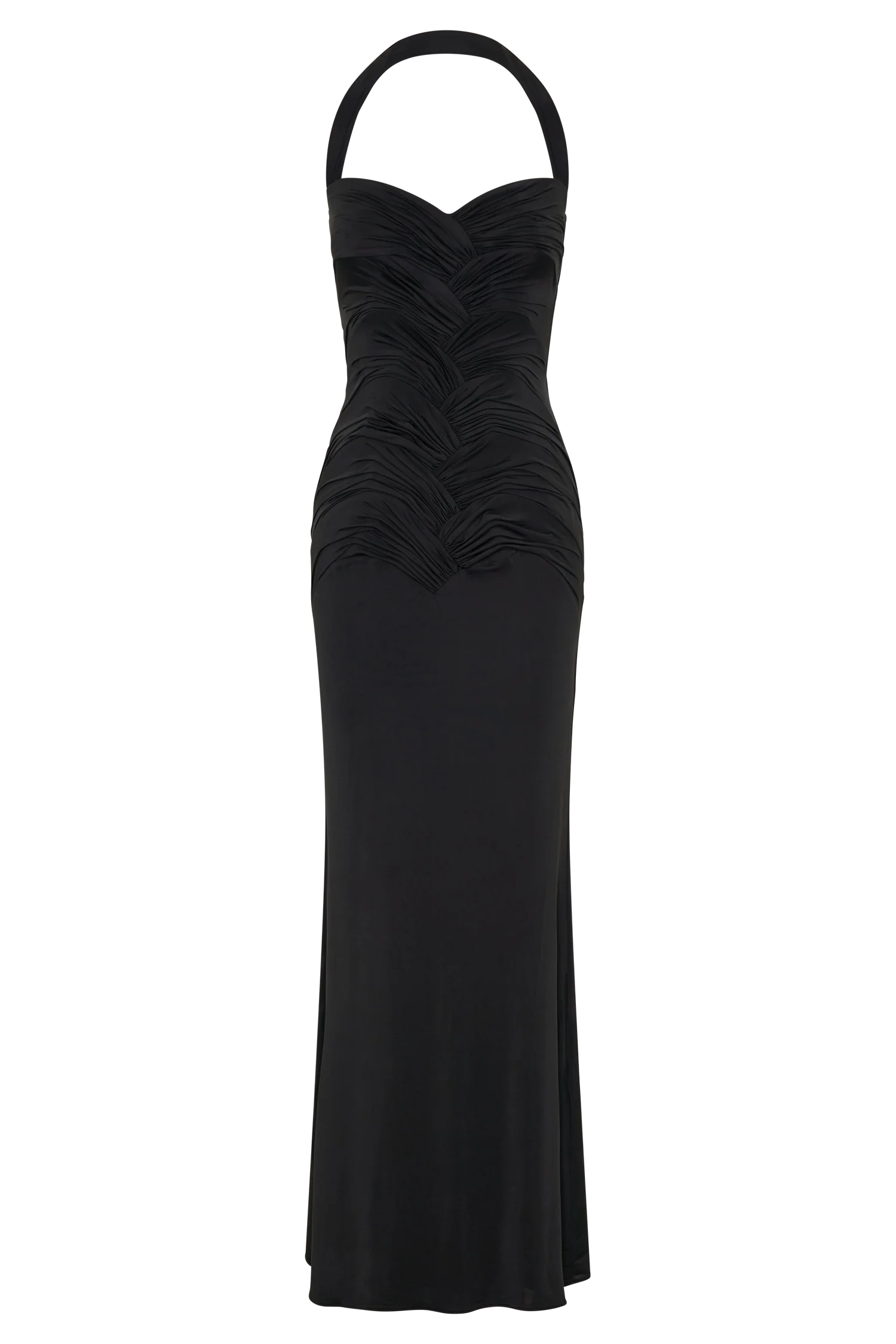 Hoai Gathered Slinky Halter Maxi Dress - Black